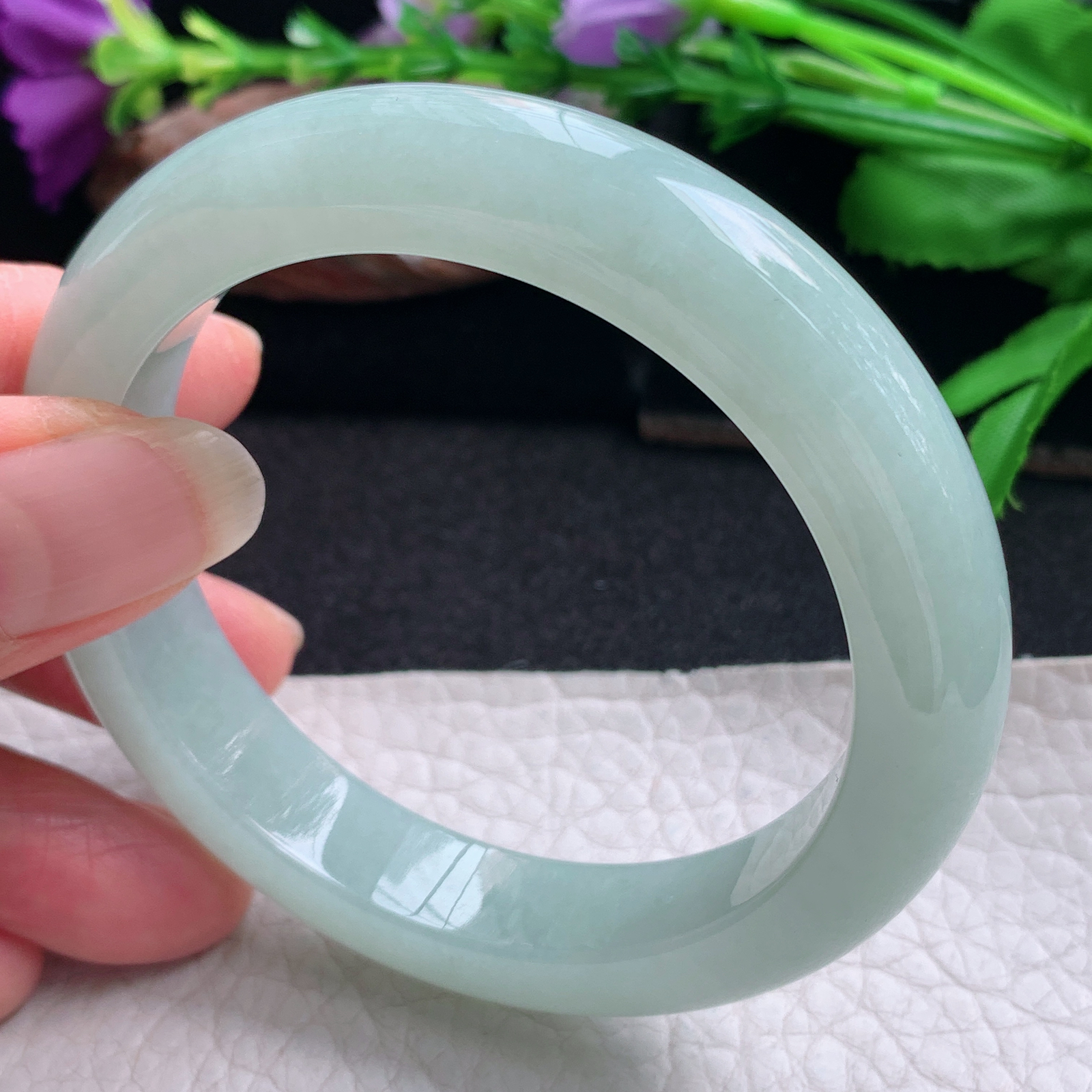 ee实拍55*11.5*8.8平安镯 天然缅甸翡翠手镯甜绿胶感正圈玉镯子