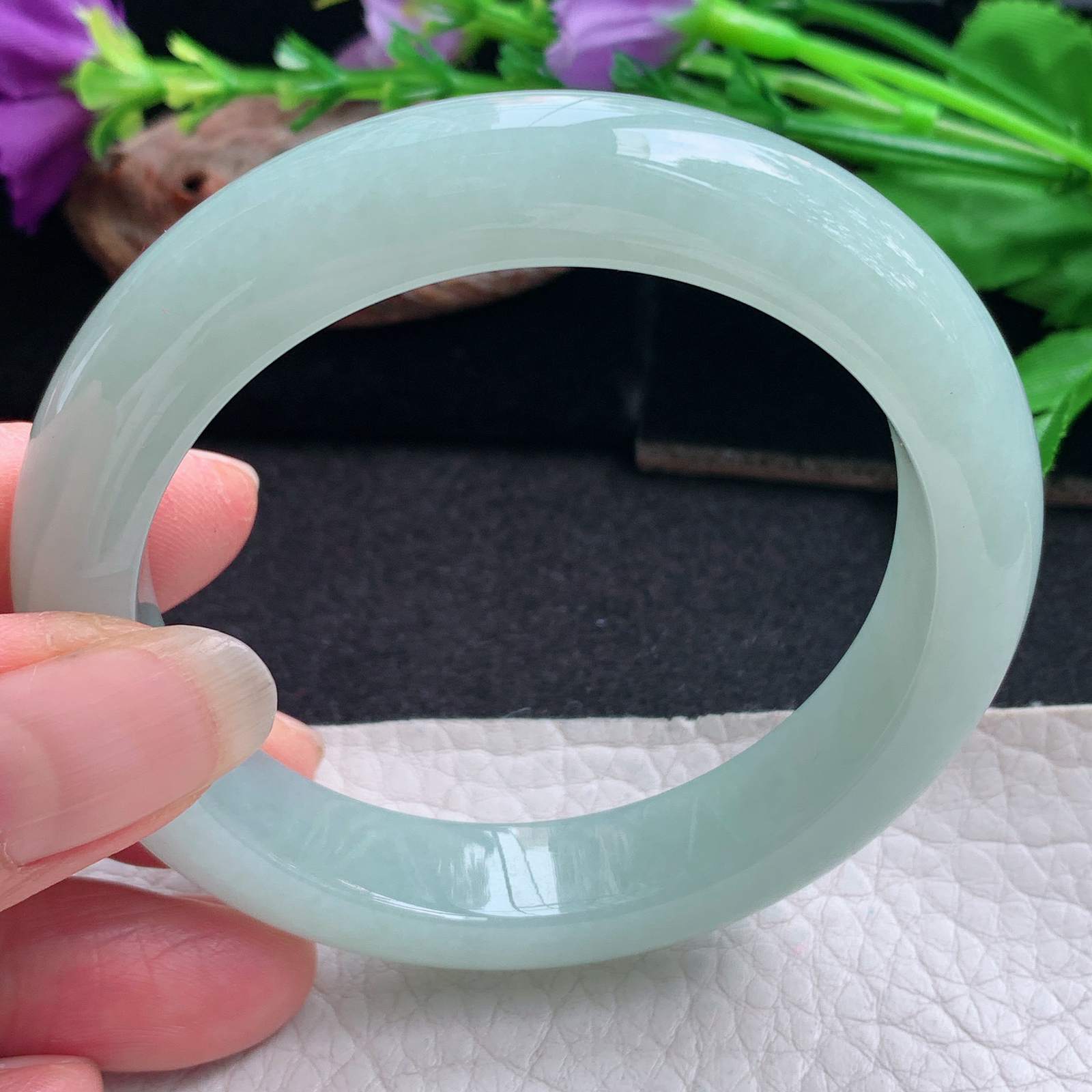 ee实拍55*11.5*8.8平安镯 天然缅甸翡翠手镯甜绿胶感正圈玉镯子