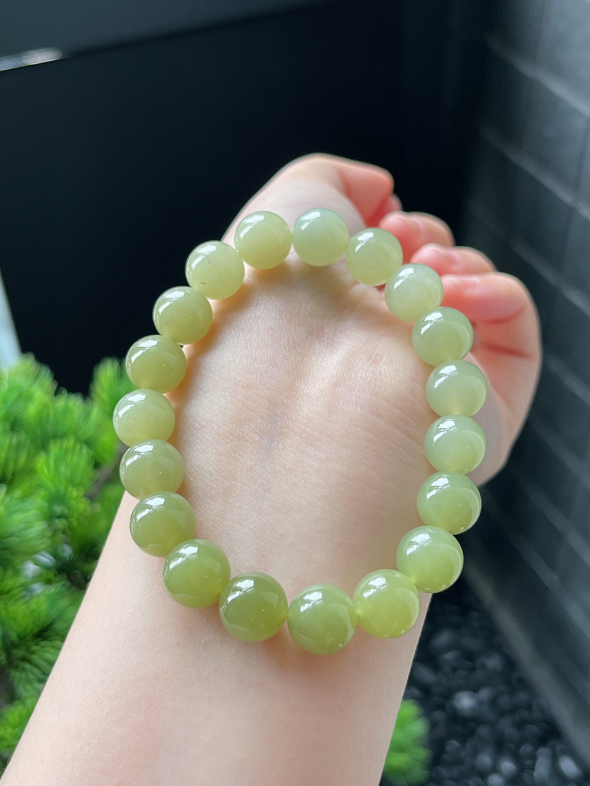 和田玉黄口渐变手串10mm