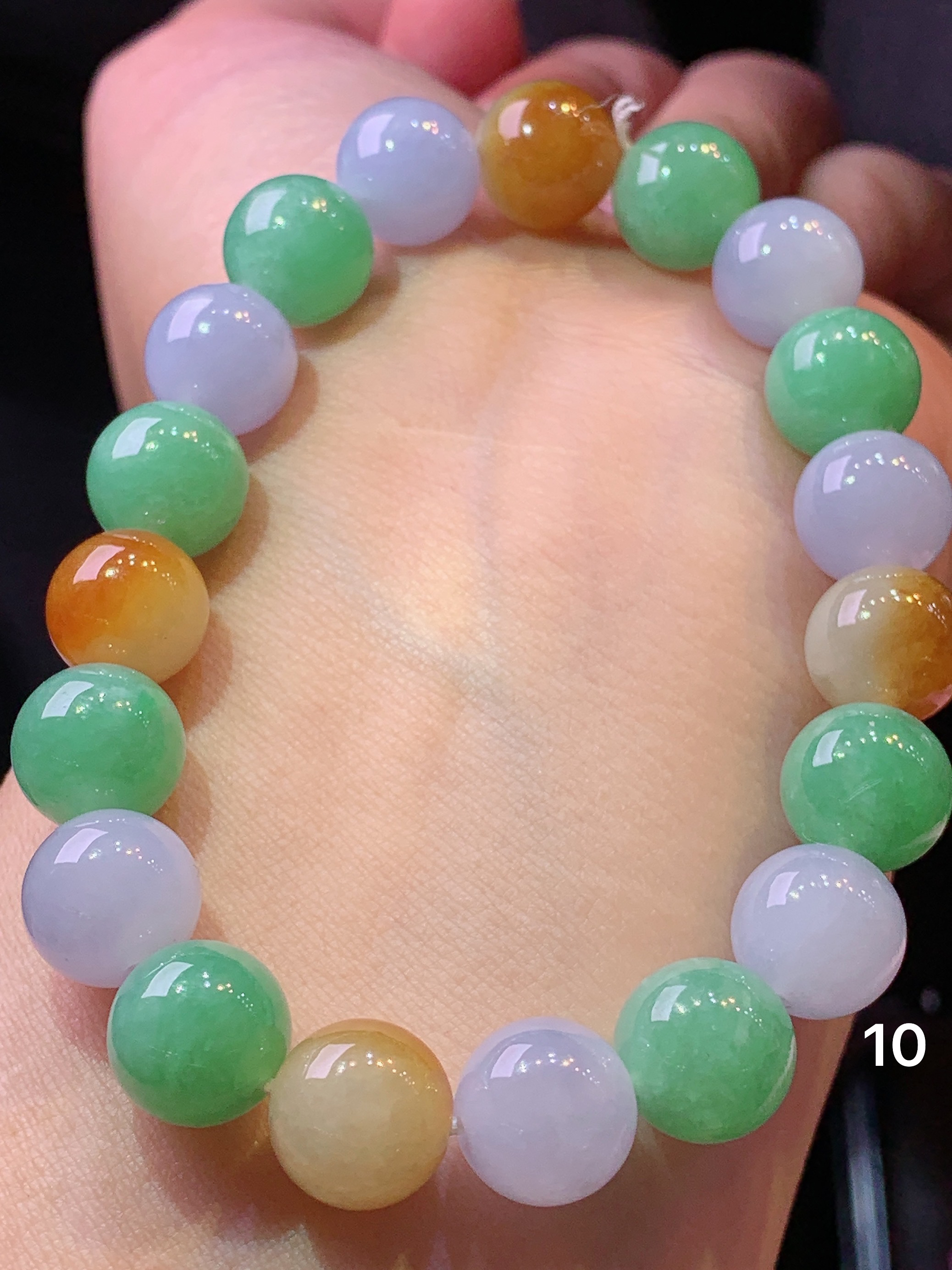 多彩圆珠手链 玉质细腻 色泽艳丽清新 水润亮眼 整体尺寸10h3