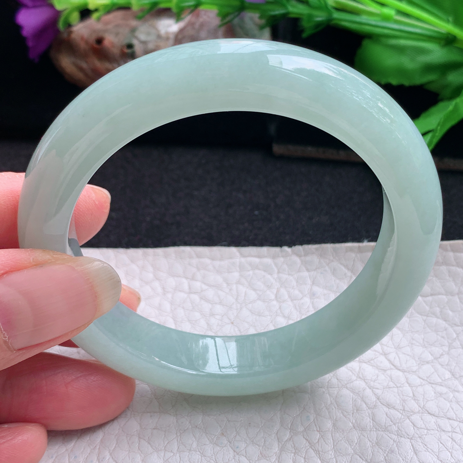 ee实拍55*11.5*8.8平安镯 天然缅甸翡翠手镯甜绿胶感正圈玉镯子