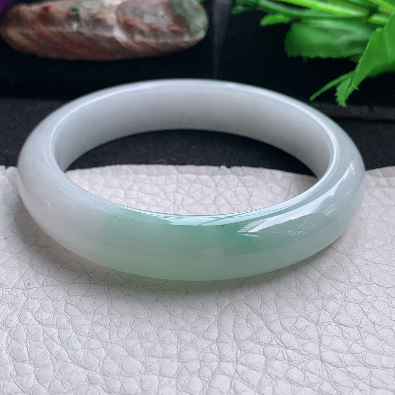 ee实拍57.5*12.2*7.8平安镯 天然缅甸翡翠手镯飘花胶感正圈玉镯子