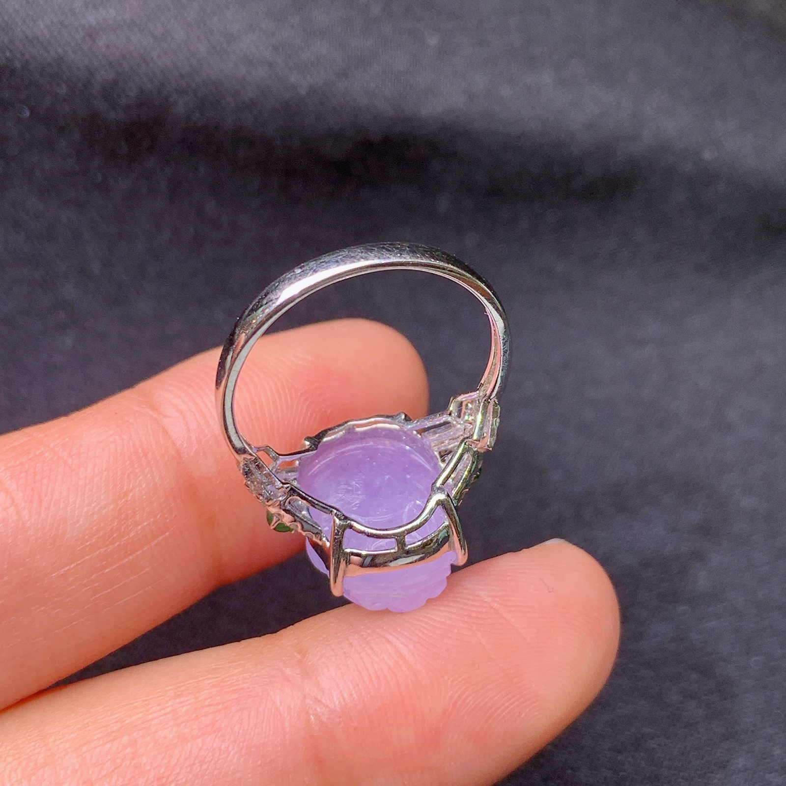 冰紫罗兰貔貅戒指，18k金镶嵌，温润细腻，颜色鲜艳，Y4 尺寸12.3*9.6*5.6