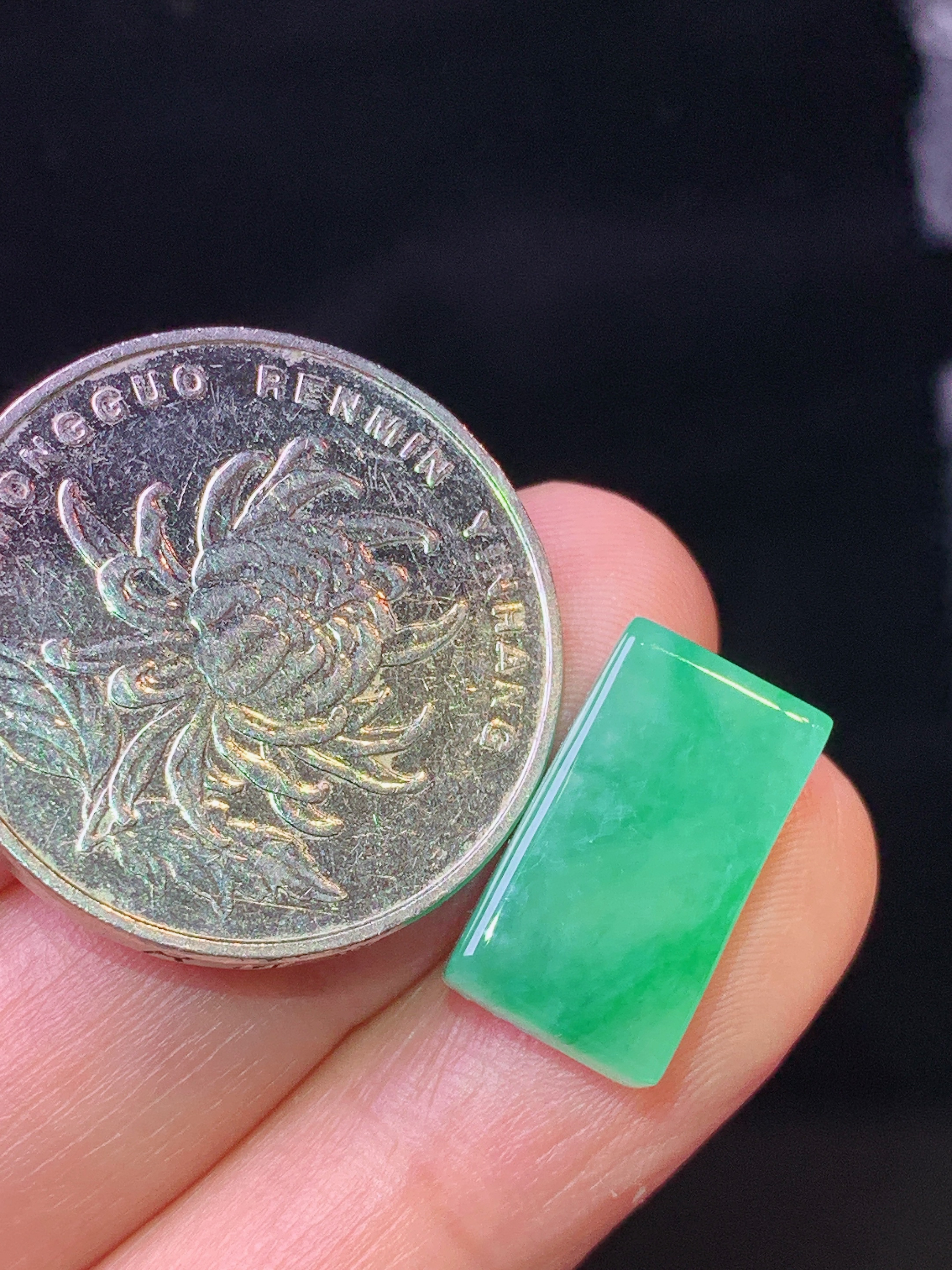 镶嵌款 翠绿无事牌 玉质细腻 色泽艳丽清新 水润亮眼 整体尺寸16*8.8*4.5L2