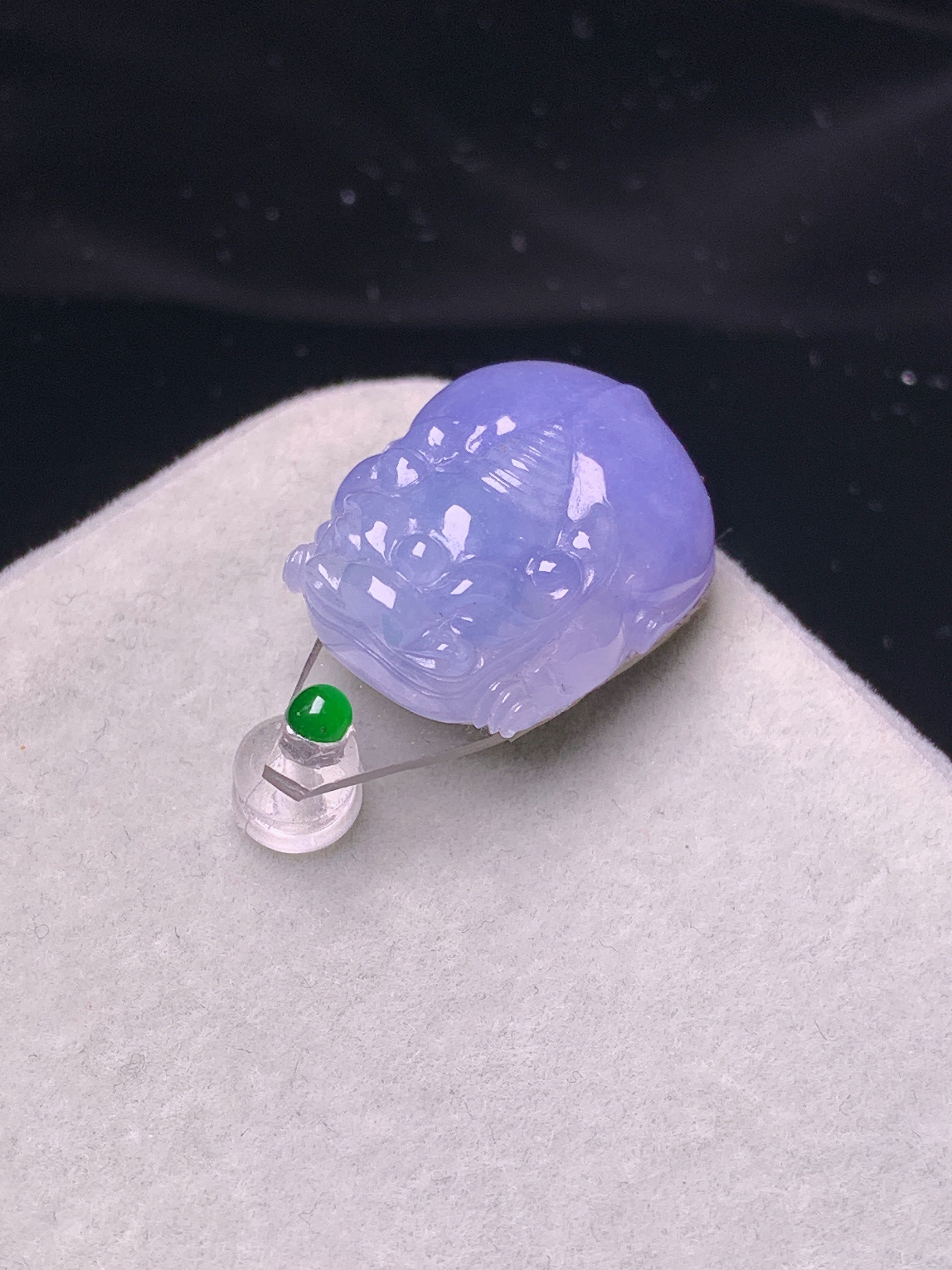 镶嵌款 紫罗兰貔貅 玉质细腻 色泽艳丽清新 水润亮眼 整体尺寸19.2*15*8*2x