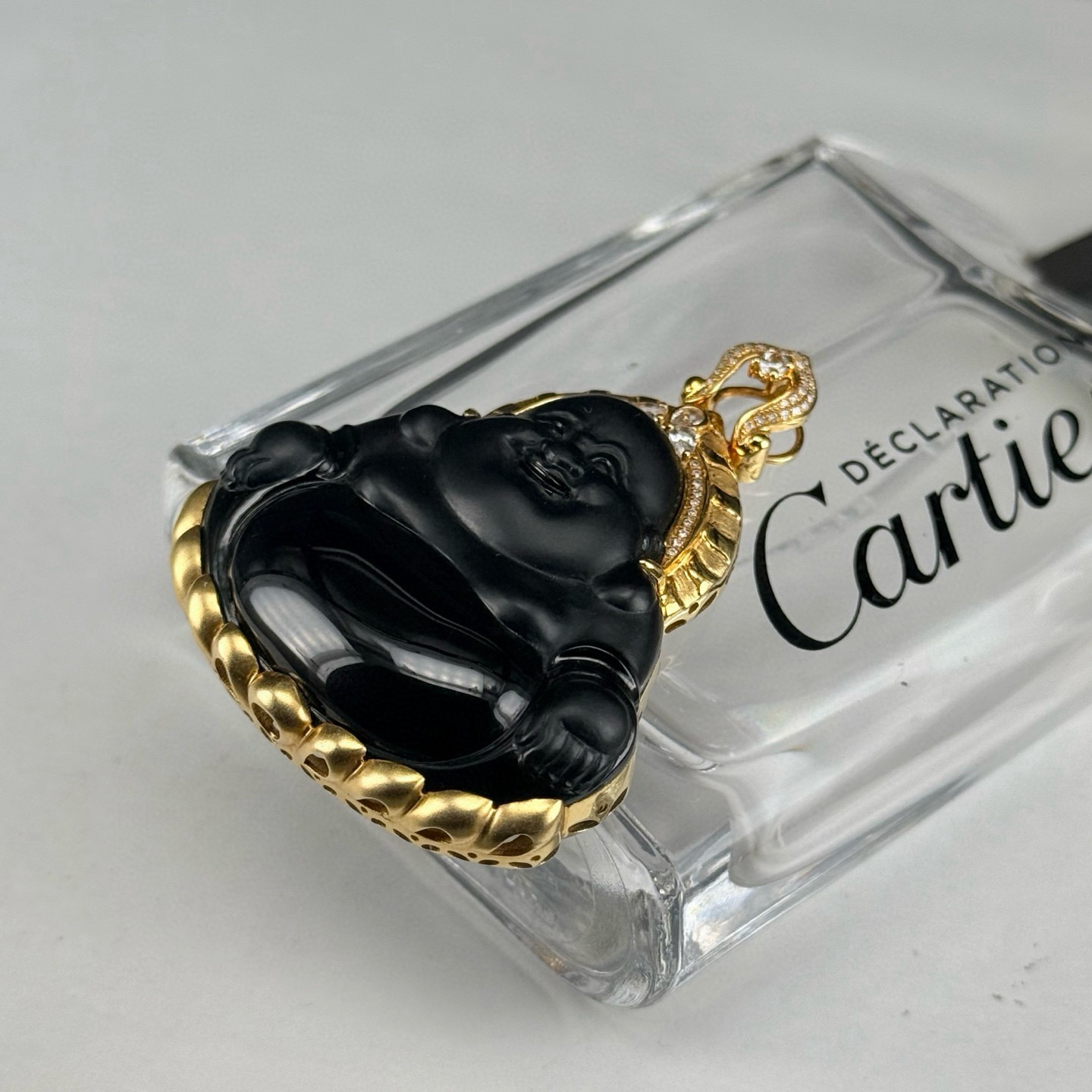 精品18k墨翠大肚佛 种好色正 黑度极好 打灯通透 油性十足  尺寸51.7