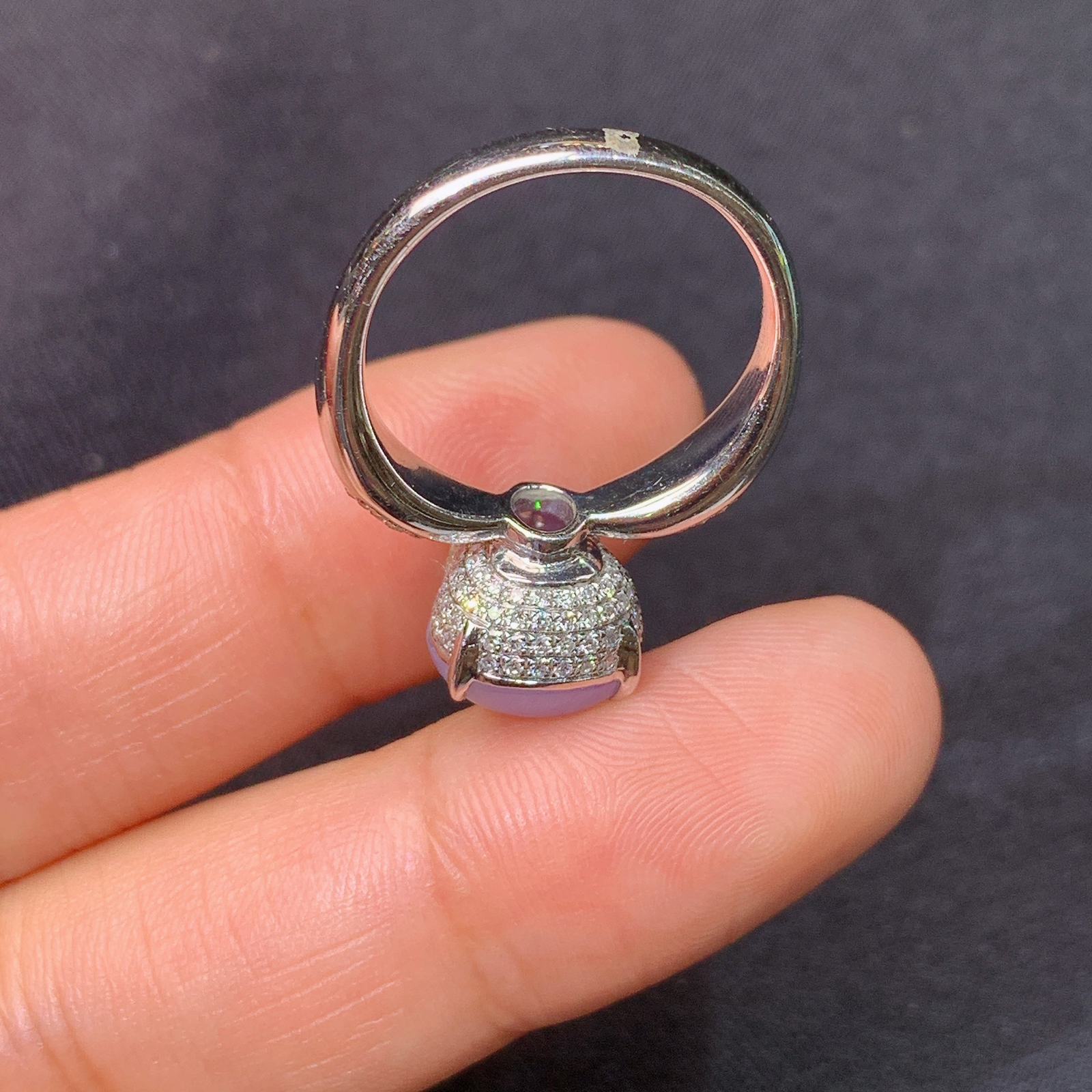 冰紫罗兰葫芦戒指，18k金镶嵌，温润细腻，颜色鲜艳，Mi 尺寸10.8*9.3*3