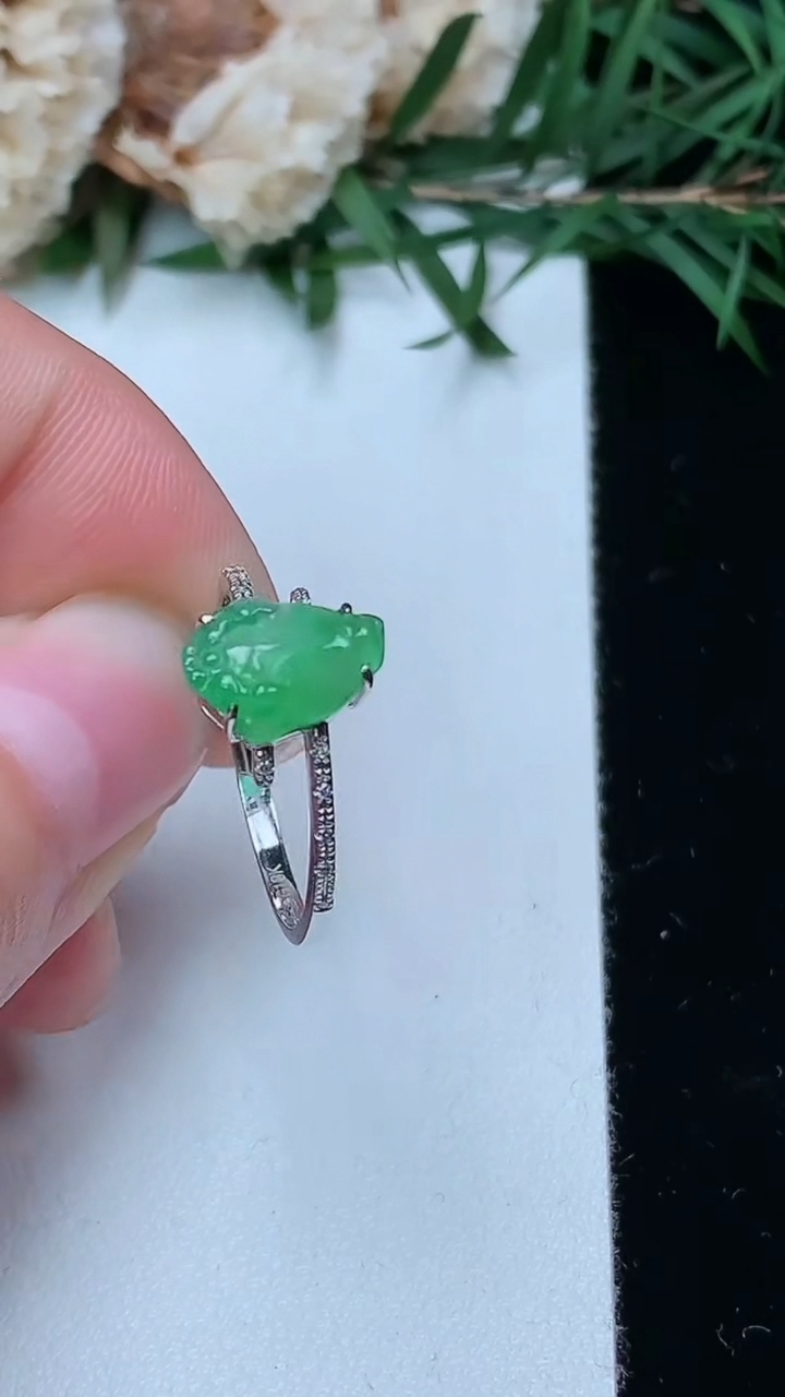 天然A货翡翠金蟾戒指，尺寸16.9-9.5-6.8，重量:1.81g2026年4月4日
工厂直销收藏佳品,种好水足，色泽均匀，有种有色，上手高大气！