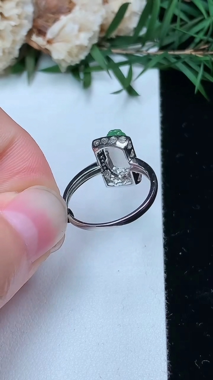 天然A货翡翠貔貅戒指，尺寸16.9-10-5.7，重量:2.20g2026年4月4日
工厂直销收藏佳品,种好水足，色泽均匀，有种有色，上手高大气！