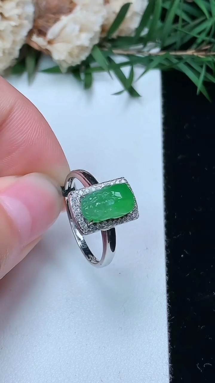 天然A货翡翠貔貅戒指，尺寸16.9-10-5.7，重量:2.20g2026年4月4日
工厂直销收藏佳品,种好水足，色泽均匀，有种有色，上手高大气！