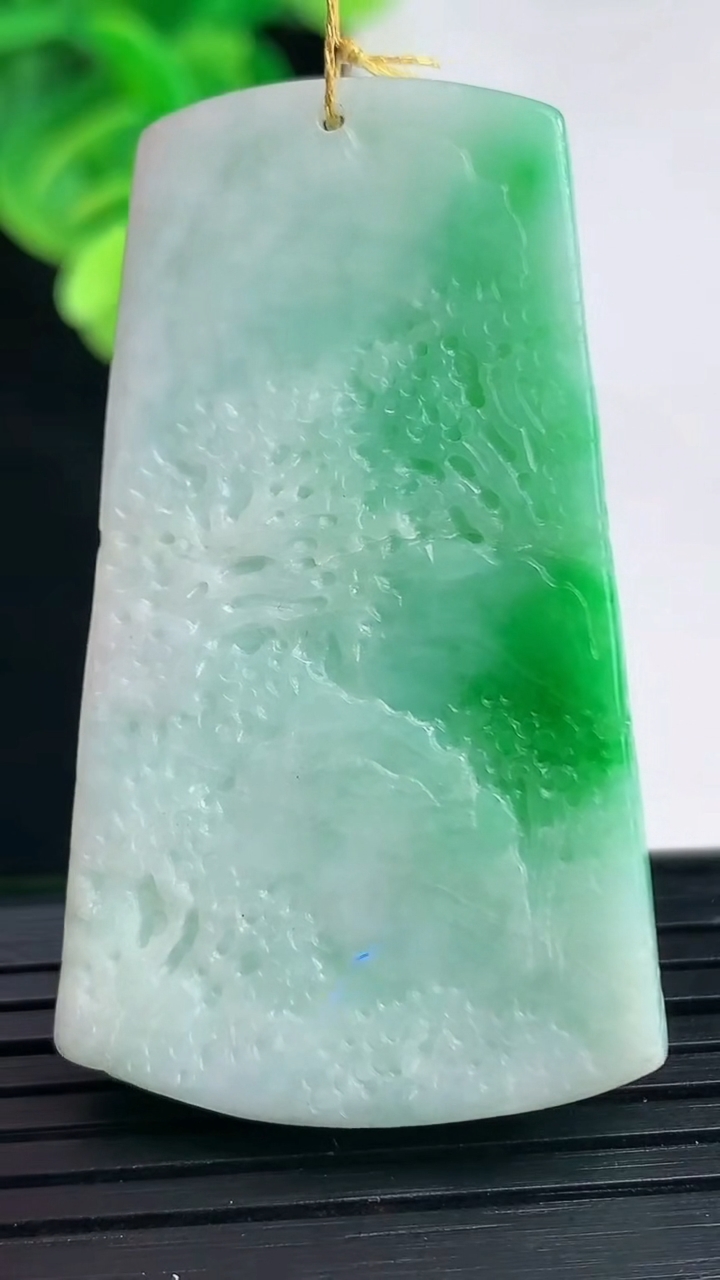 天然A货翡翠山水牌吊坠尺寸49.1-28.1-8.9重量:25.22g
4月11日