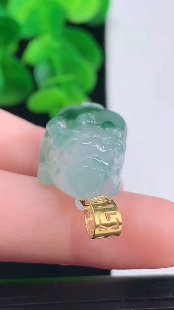 天然A货翡翠18K金飘花貔貅吊坠尺寸35.4-13.7-11.4重量:13.07g
4月11日