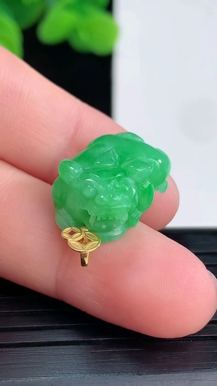 天然A货翡翠貔貅吊坠尺寸18.3-10.5-7.5重量:3.38g
4月12日
