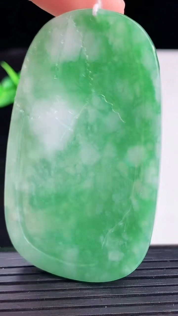 天然A货翡翠山水牌吊坠尺寸62.8-36.2-5.3重量:30.32g
4月12日