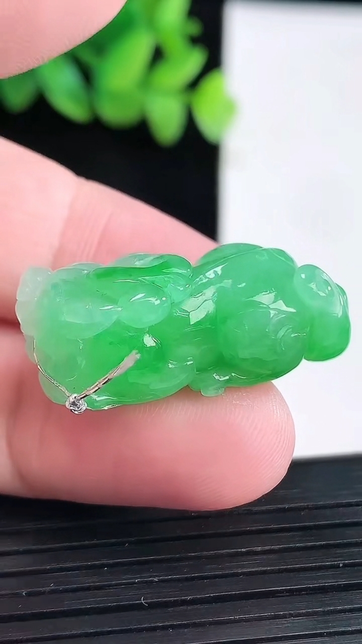 天然A货翡翠貔貅吊坠，尺寸31.5-14.5-11重量:10.18g
4月13日