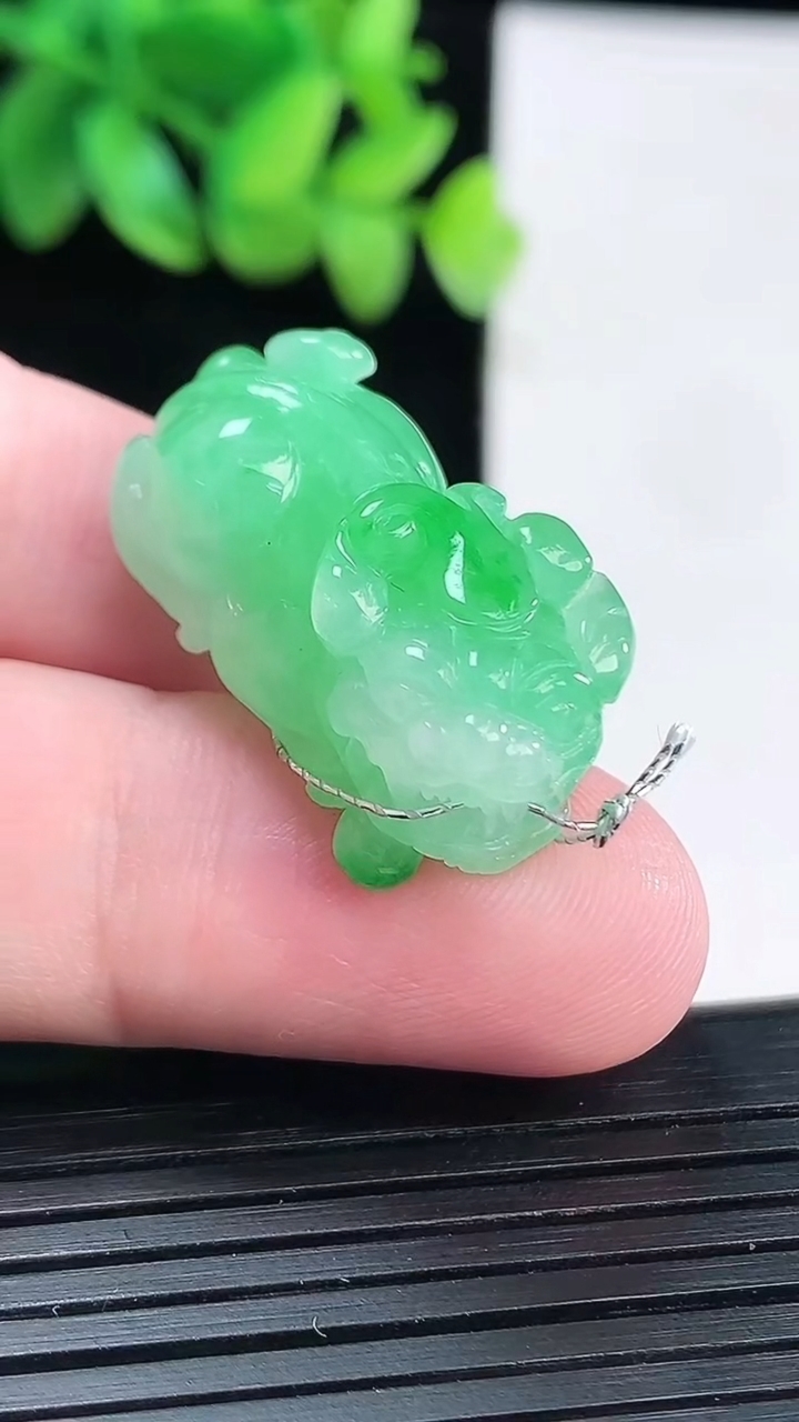 天然A货翡翠貔貅吊坠，尺寸31.5-14.5-11重量:10.18g
4月13日