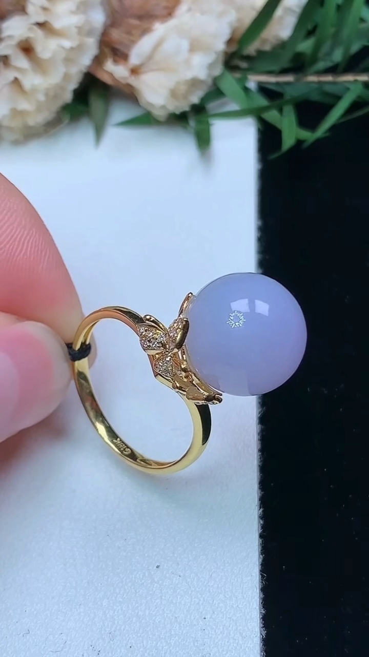 天然A货翡翠k金紫罗兰圆珠戒指，尺寸17.4-12，重量:5.00g2026年4月15日
工厂直销收