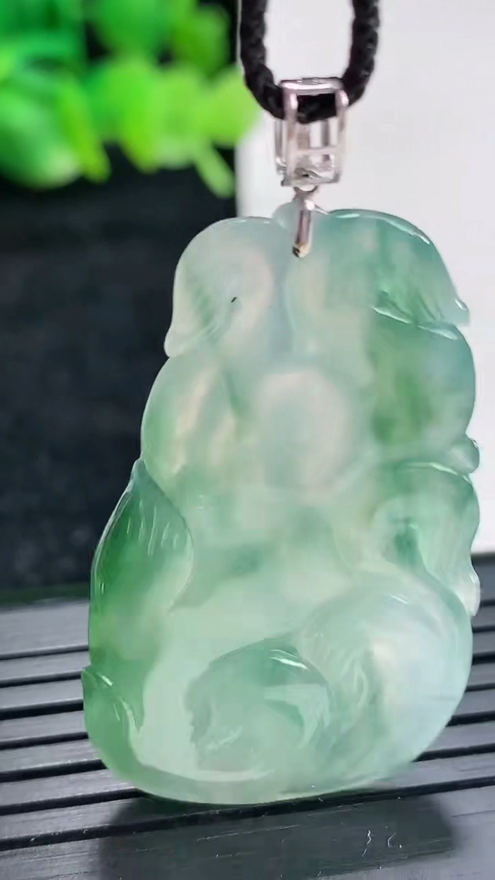 天然A货翡翠种飘花九尾狐吊坠尺寸39-24-6重量:9.55g
4月17日