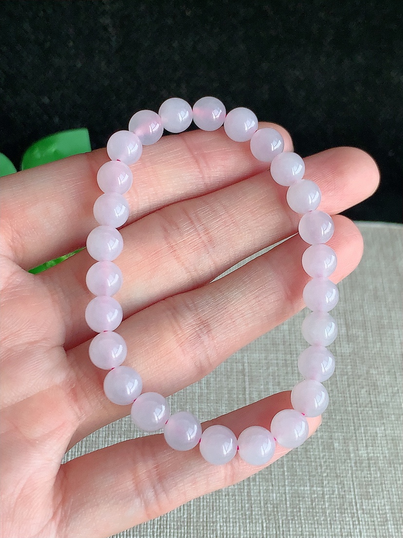 天然A货翡翠紫罗兰圆珠佛珠手串26颗 
尺寸6.5mm 重量14.03g 0418