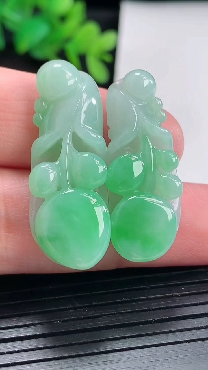 天然A货翡翠玉兰花吊坠一对，尺寸36-12.5-7.5重量:12.54g
4月21日