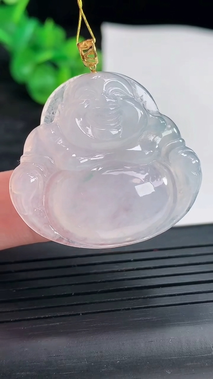 天然A货翡翠18k金飘花佛公吊坠，尺寸32-36-5.5重量:9.82g
4月22日