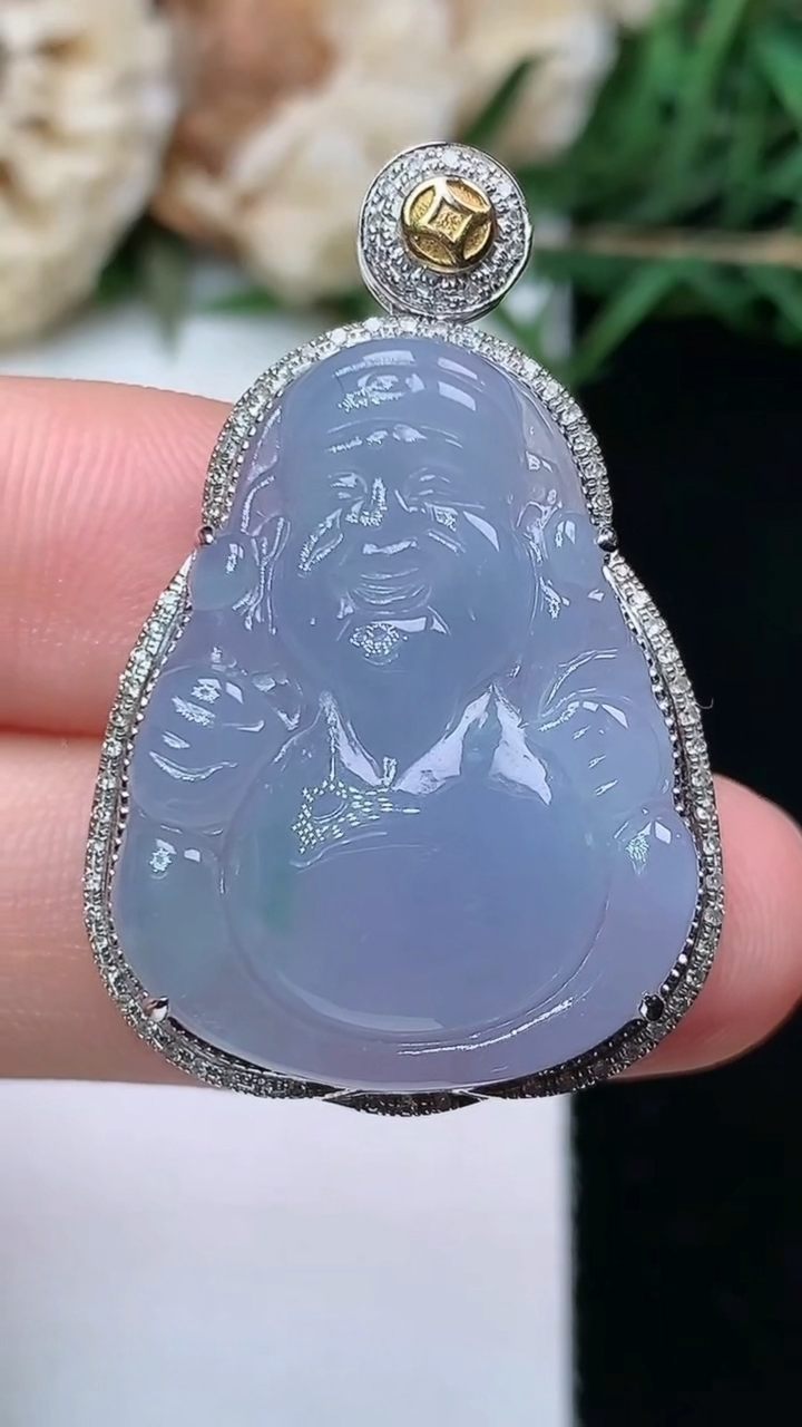 天然A货翡翠紫罗兰财神爷吊坠，尺寸34-22.3-8.9
4月26日