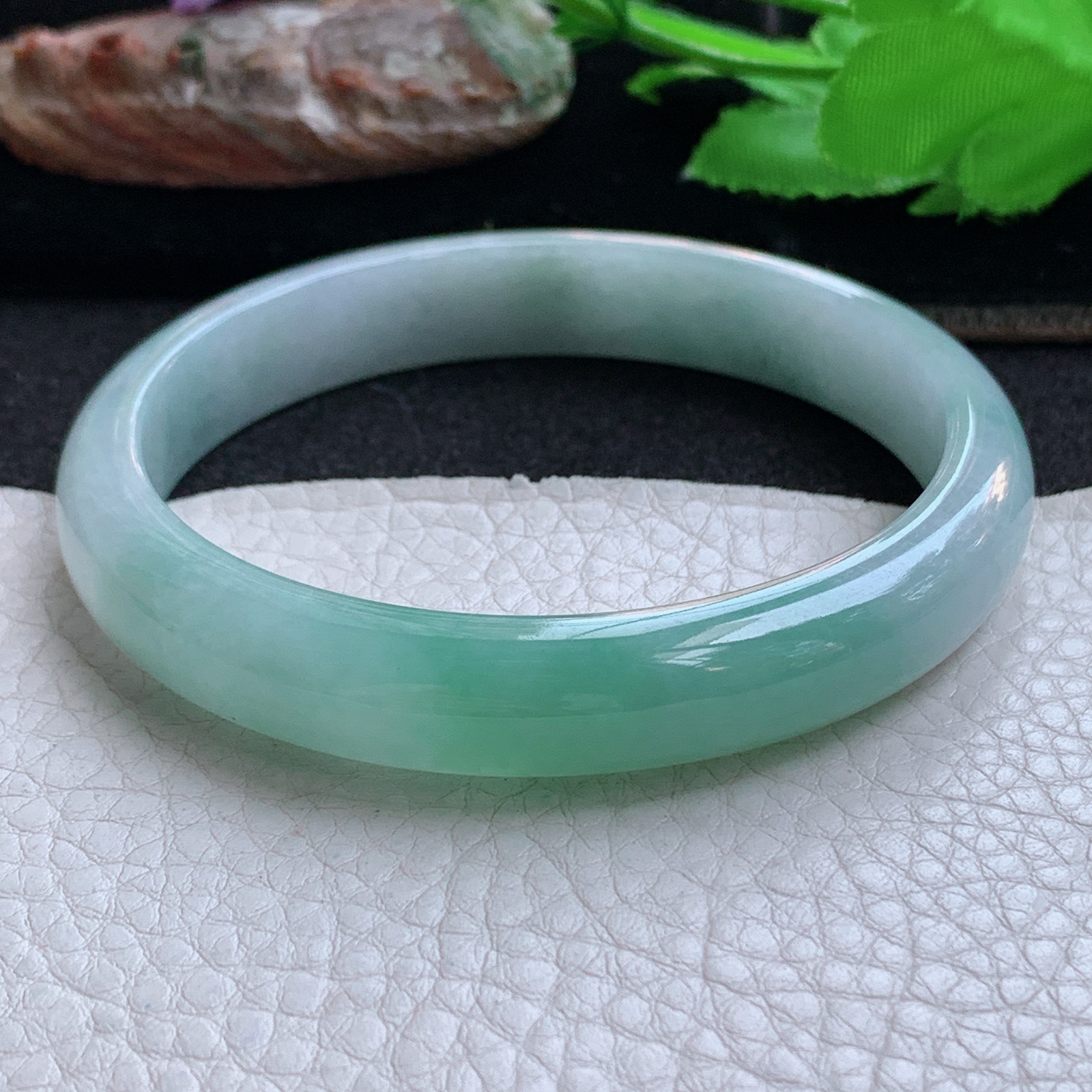 yh大圈口61*11.2*7.2平安镯 天然缅甸翡翠a货手镯清新正圈玉镯子