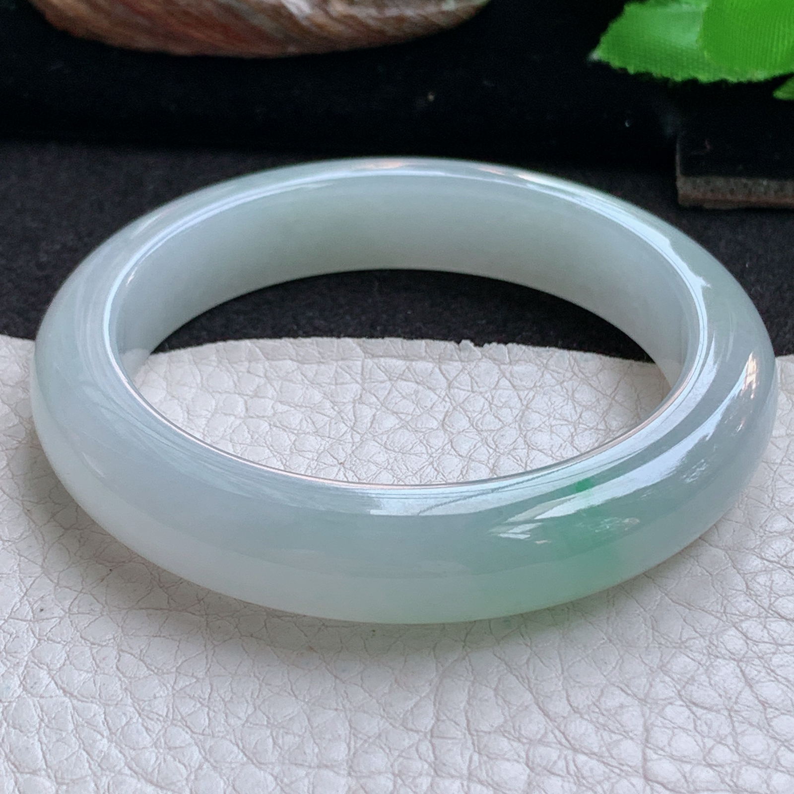 fx小圈口52.5*11.5*8.7平安镯 天然缅甸翡翠手镯飘绿冰胶正圈玉镯子