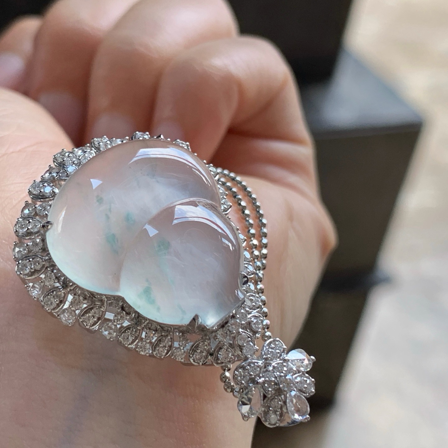 金钻镶嵌冰种葫芦^_^冰透 尺寸21.8-19.6-4 38.6-25.3-12.4mm