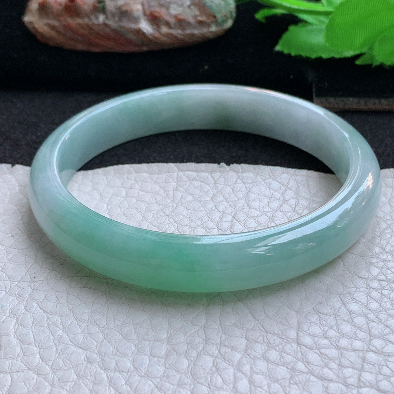 yh大圈口61*11.2*7.2平安镯 天然缅甸翡翠a货手镯清新正圈玉镯子