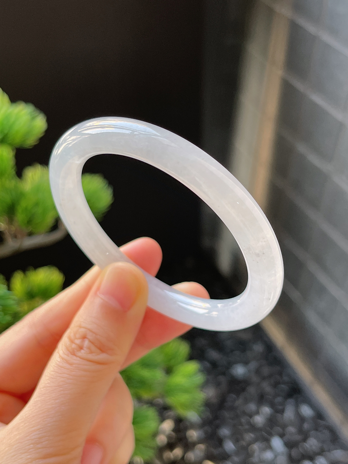 圆镯50.3圈口，翡翠冰糯种白色手镯