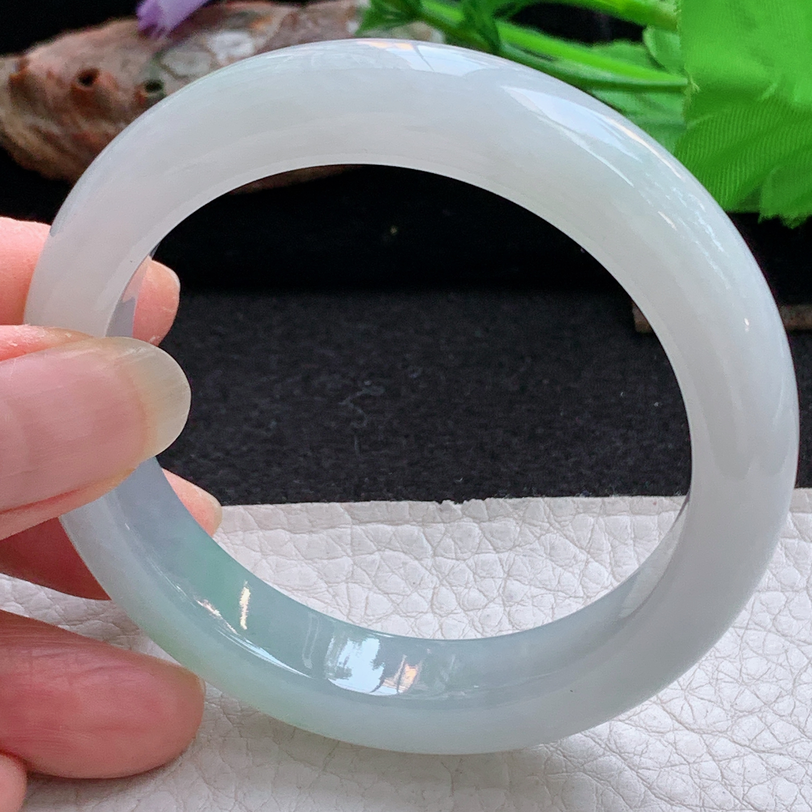 fx小圈口52.5*11.5*8.7平安镯 天然缅甸翡翠手镯飘绿冰胶正圈玉镯子