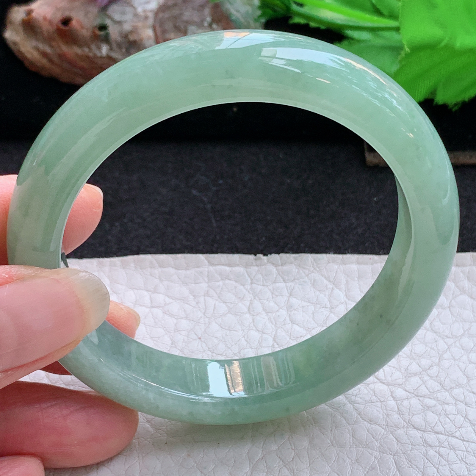 ym实拍55.5*12*8.3平安镯 天然缅甸翡翠a货手镯冰晴正圈玉镯子