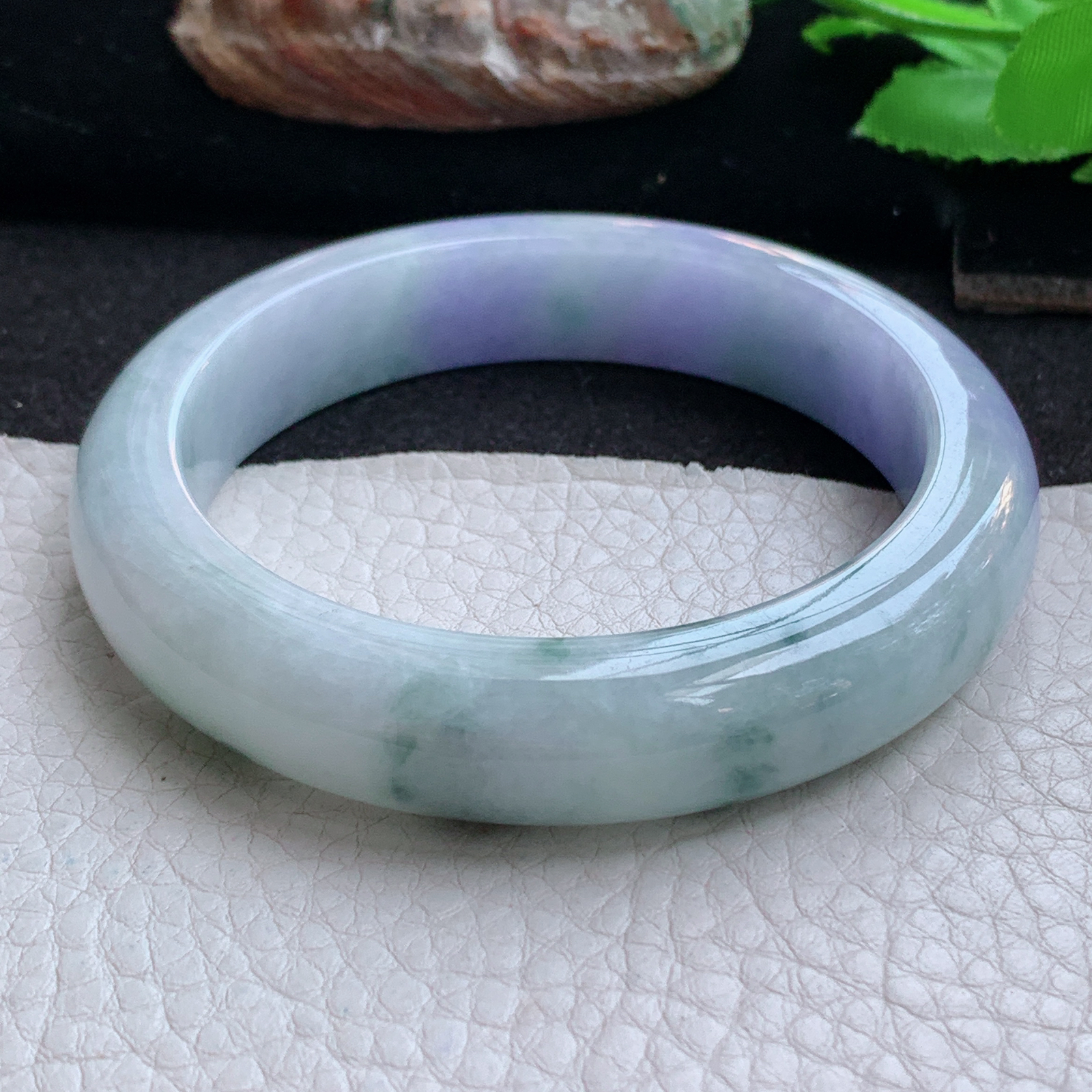 yh高雅款57*12.5*9平安镯 天然缅甸翡翠a货手镯春带彩厚装正圈玉镯子