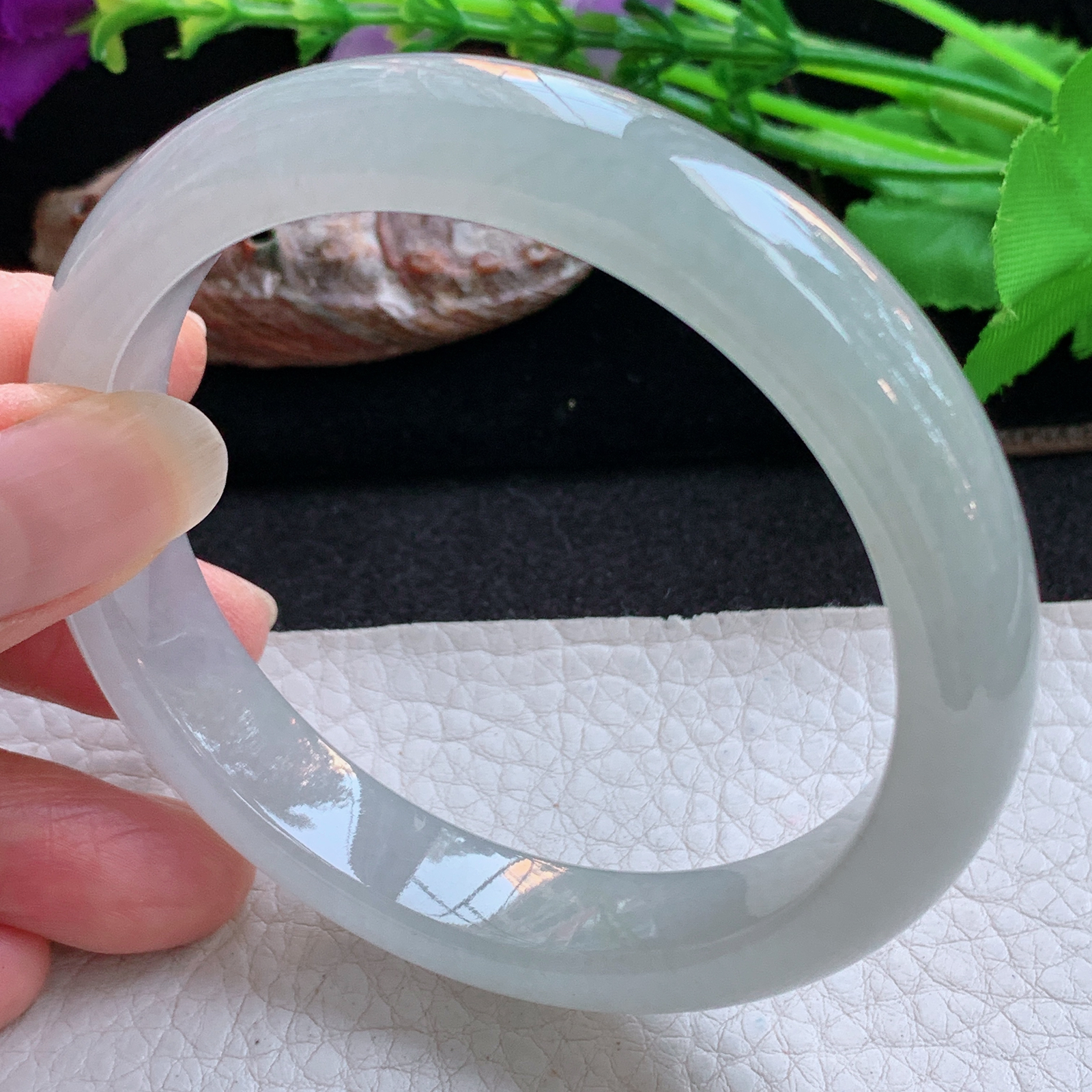 xx实拍59*12*8平安镯 天然缅甸翡翠a货手镯冰纯起光正圈玉镯子