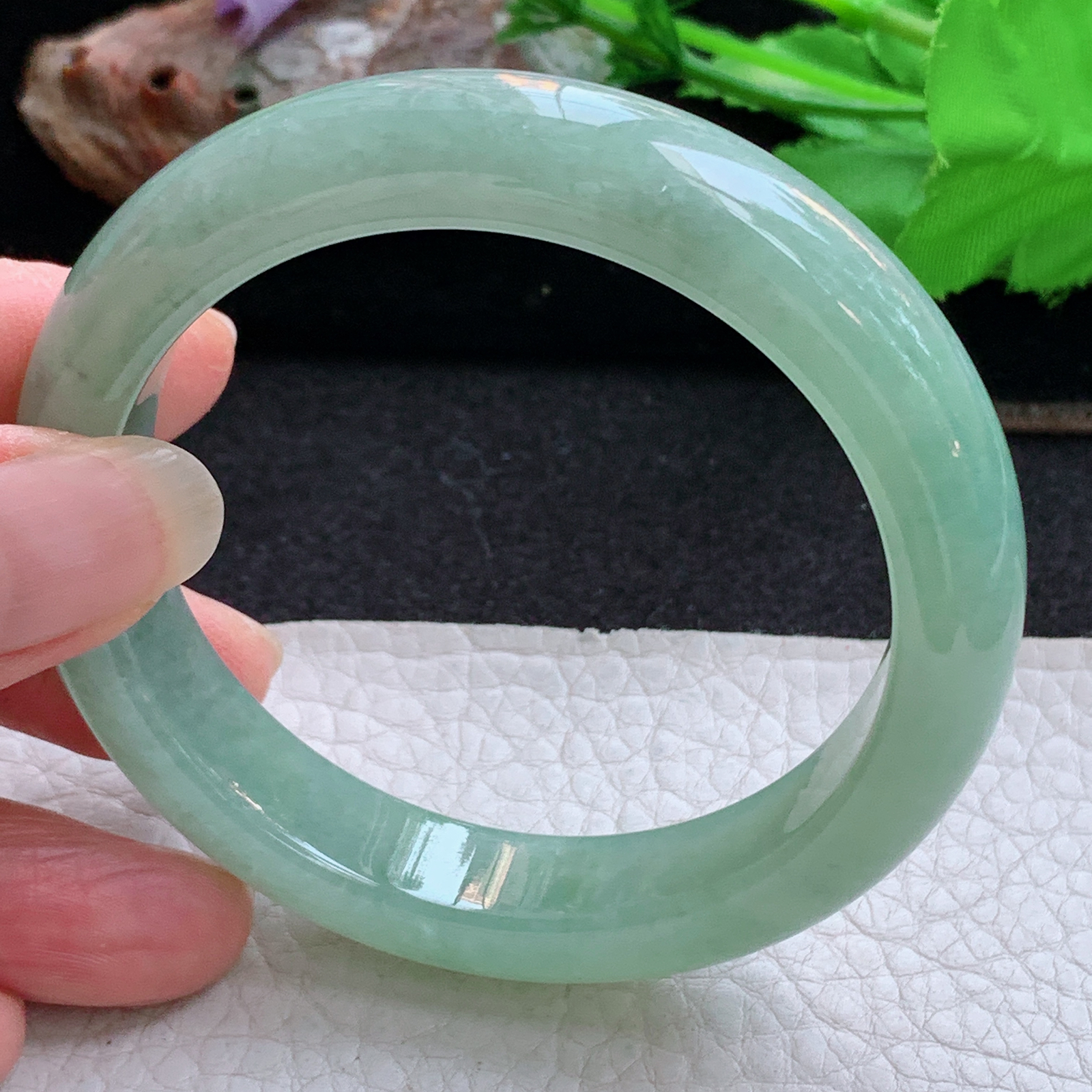 ym实拍55.5*12*8.3平安镯 天然缅甸翡翠a货手镯冰晴正圈玉镯子