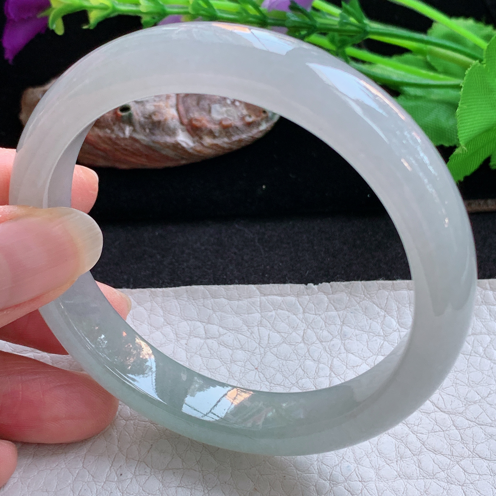 xx实拍59*12*8平安镯 天然缅甸翡翠a货手镯冰纯起光正圈玉镯子