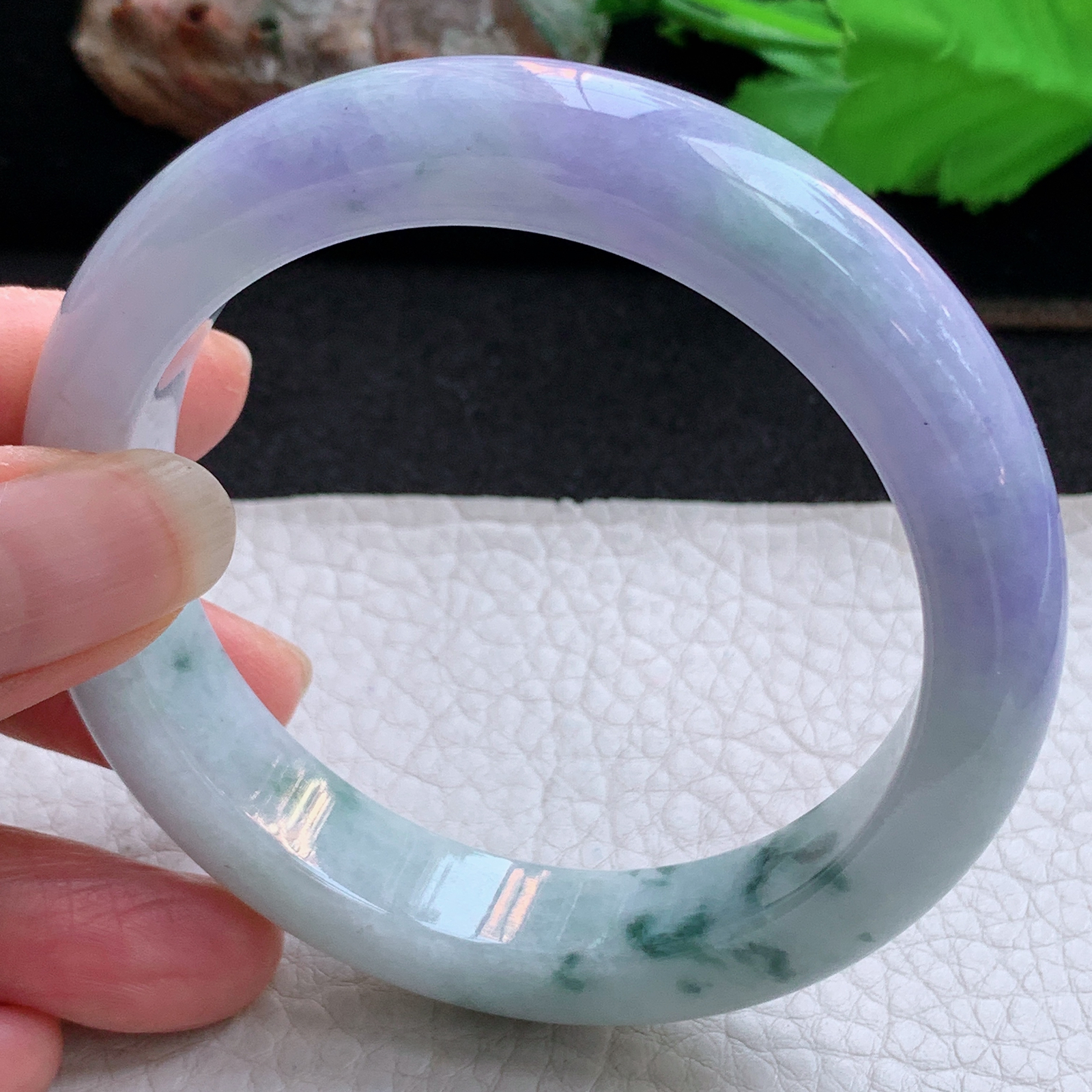 yh高雅款57*12.5*9平安镯 天然缅甸翡翠a货手镯春带彩厚装正圈玉镯子