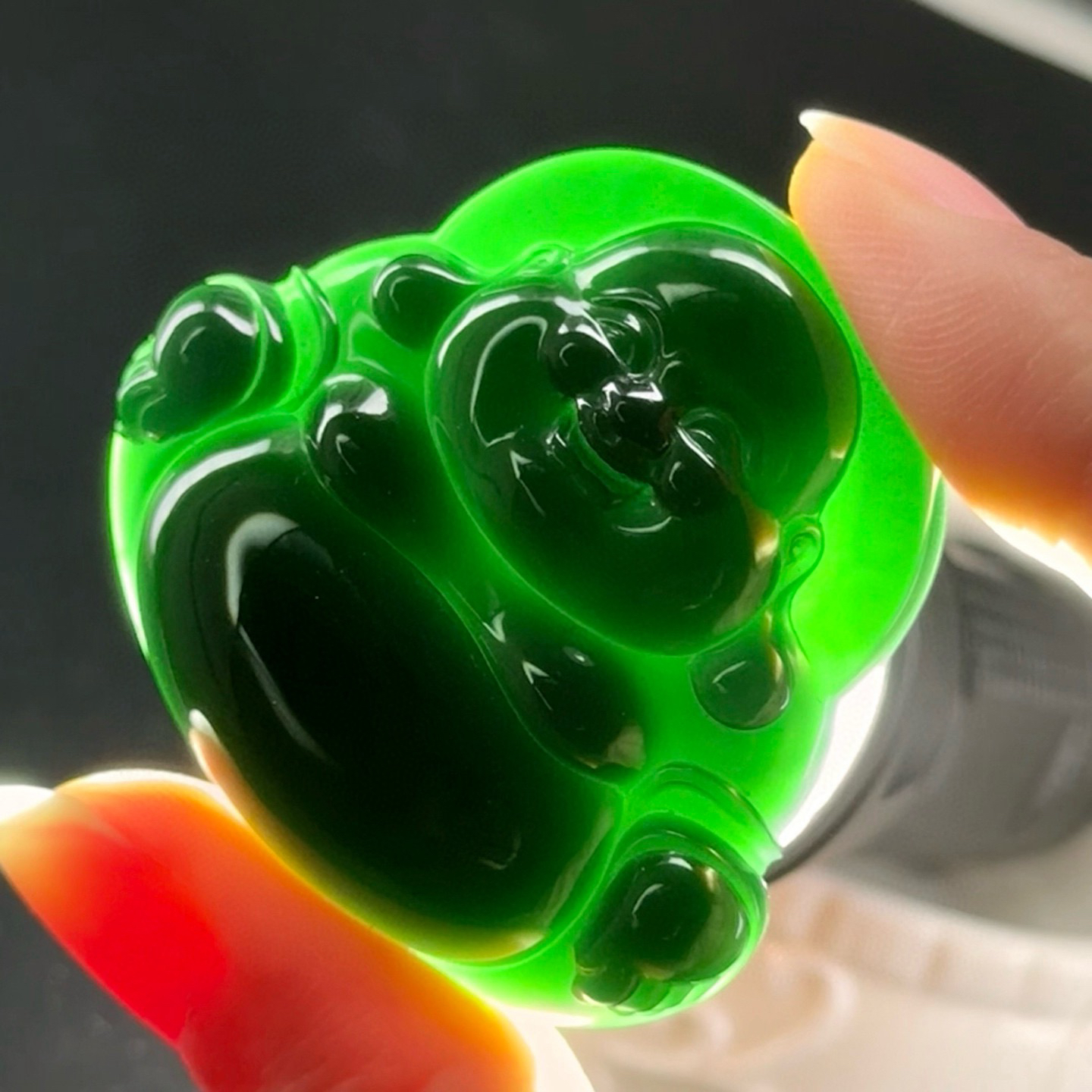墨翠大肚佛 种好色正 黑度极好 尺寸41