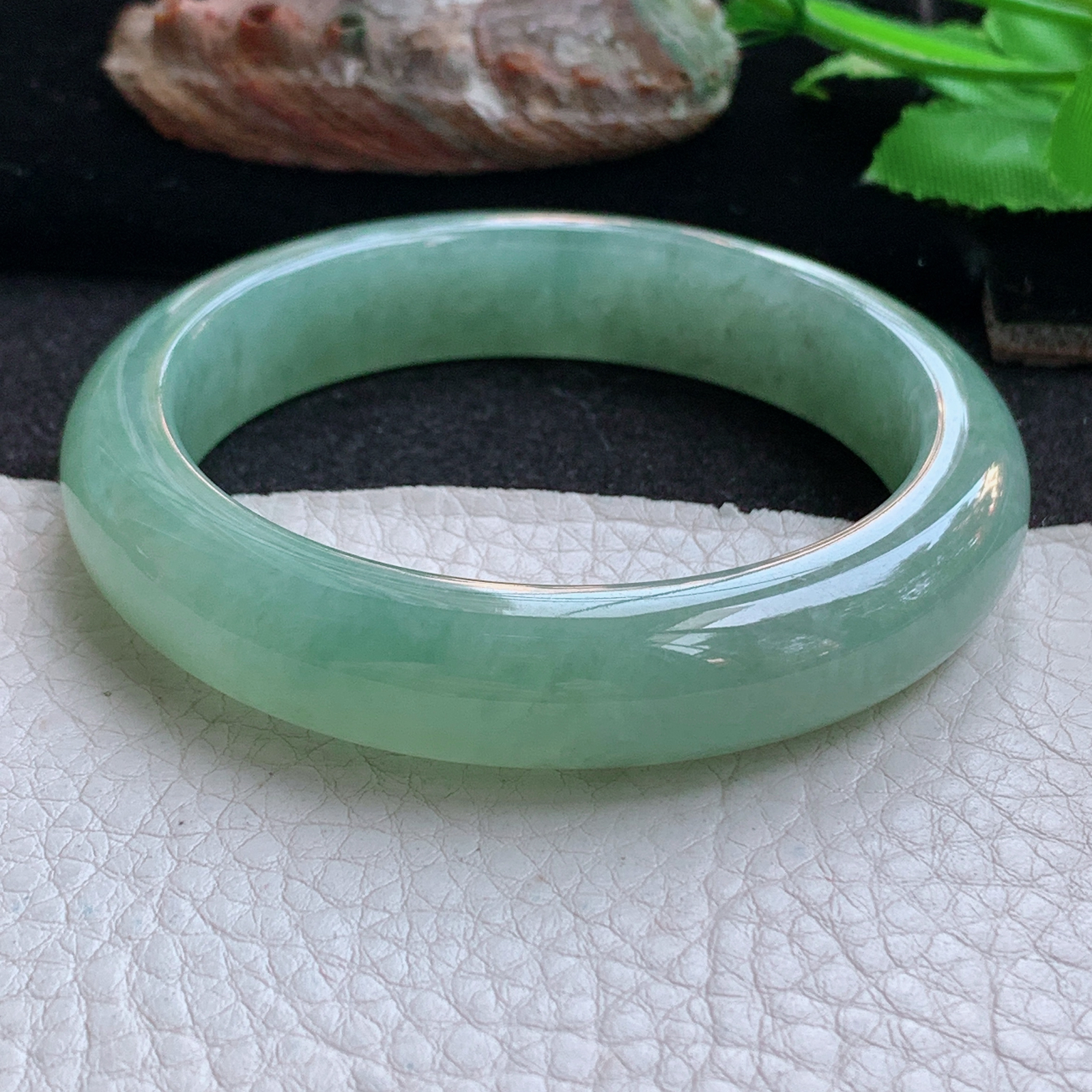 ym实拍55.5*12*8.3平安镯 天然缅甸翡翠a货手镯冰晴正圈玉镯子