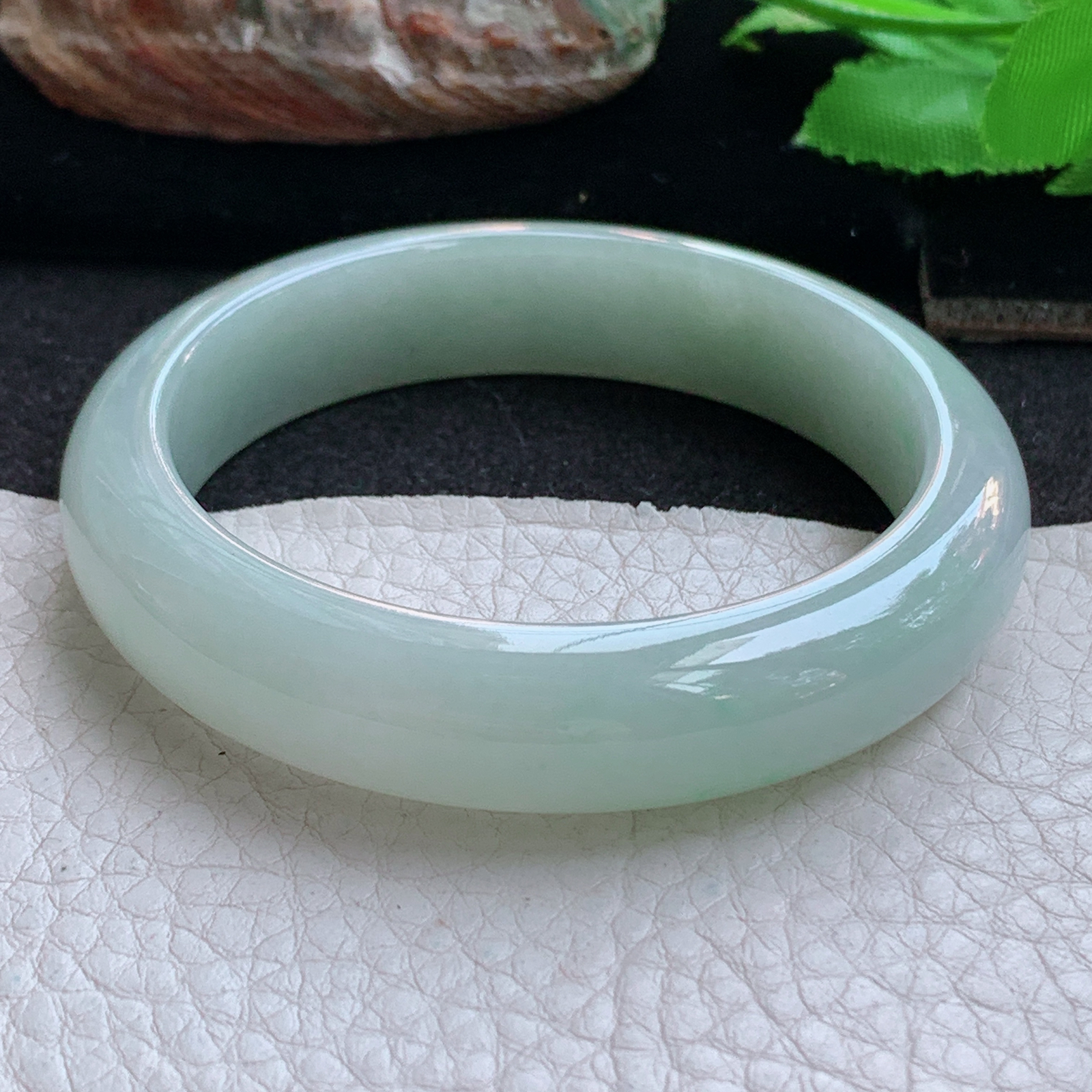 ym小圈口52.5*12.5*7.8平安镯 天然缅甸翡翠a货手镯浅绿正圈玉镯子