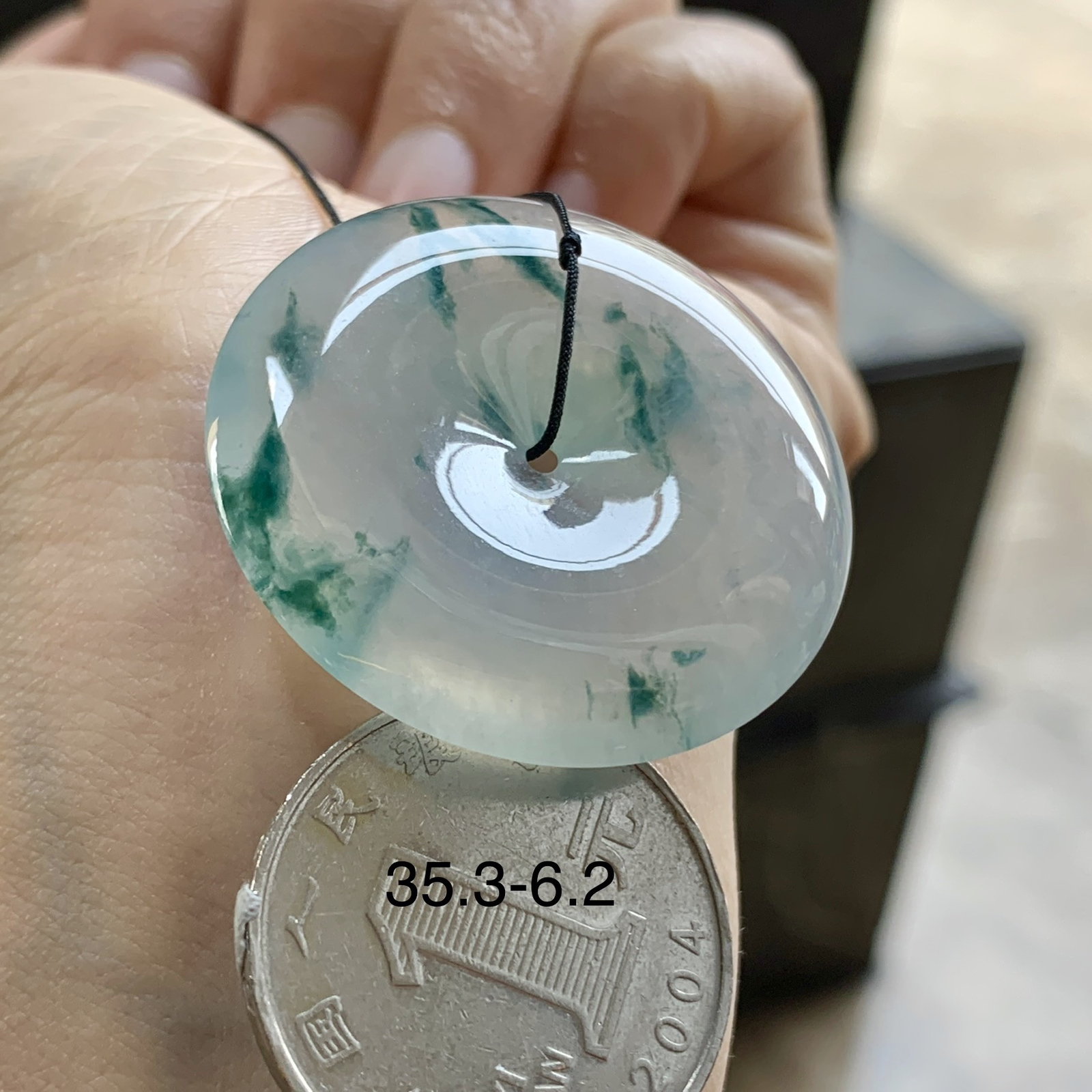 冰蓝花平安扣^_^飘花灵韵 尺寸35.3