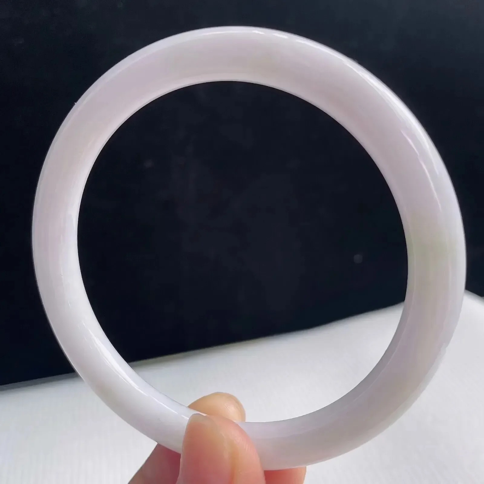 59圈有种有色天然翡翠玉手镯好种水浅紫水润手镯33.12