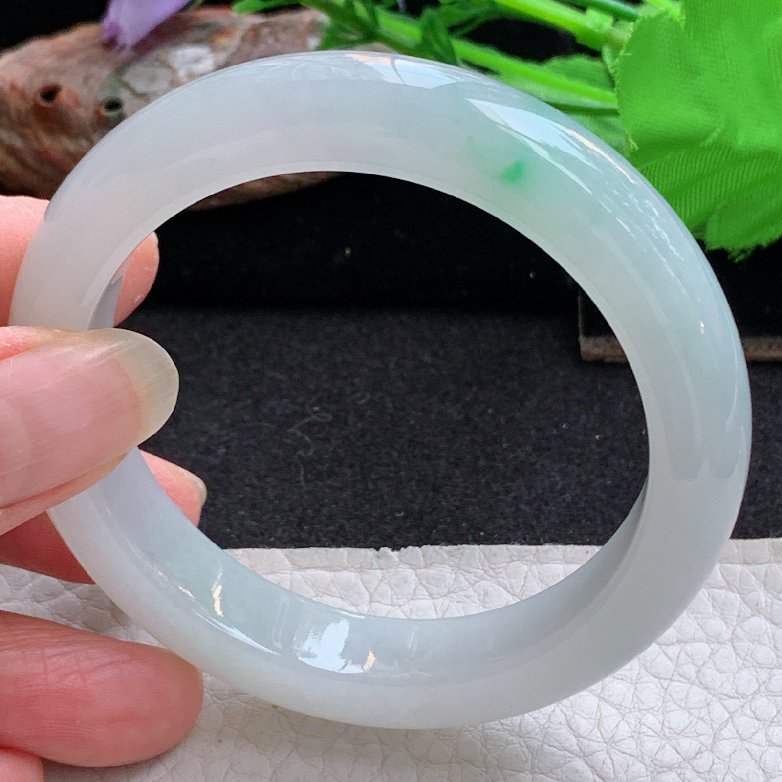 fx小圈口52.5*11.5*8.7平安镯 天然缅甸翡翠手镯飘绿冰胶正圈玉镯子