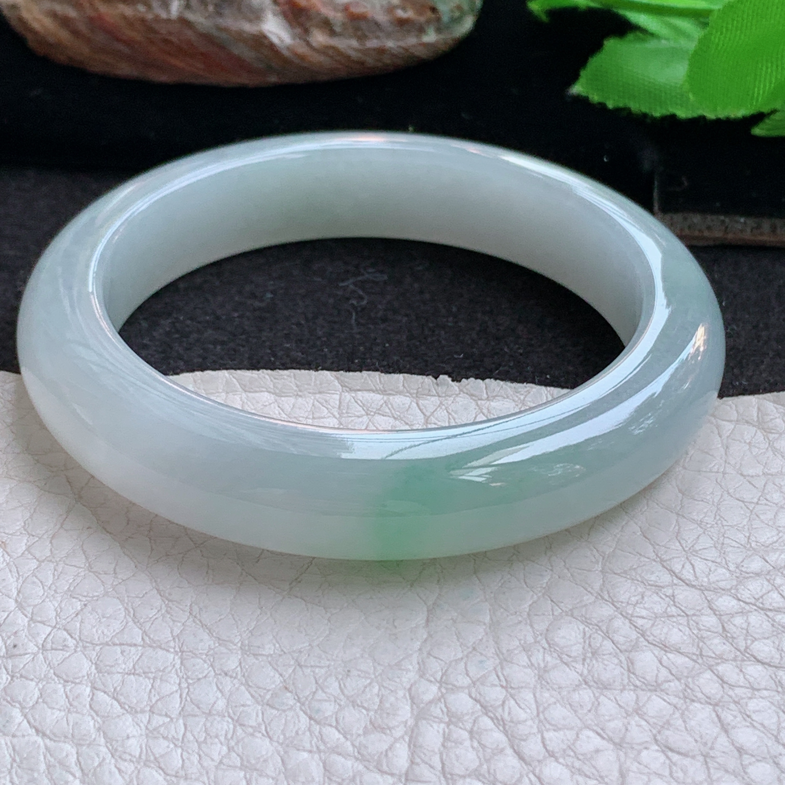 fx小圈口52.5*11.5*8.7平安镯 天然缅甸翡翠手镯飘绿冰胶正圈玉镯子