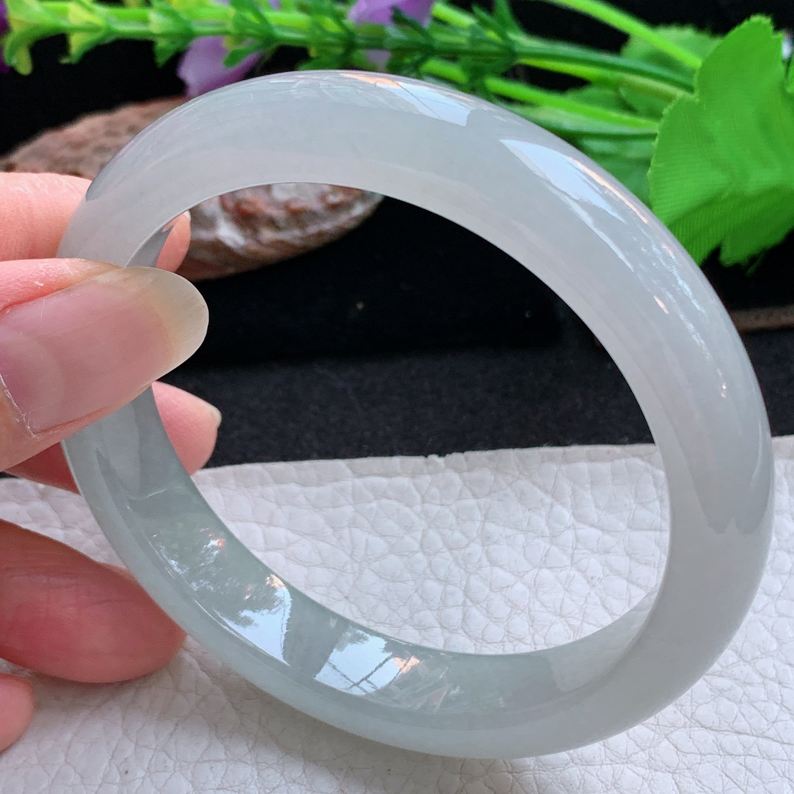 xx实拍59*12*8平安镯 天然缅甸翡翠a货手镯冰纯起光正圈玉镯子