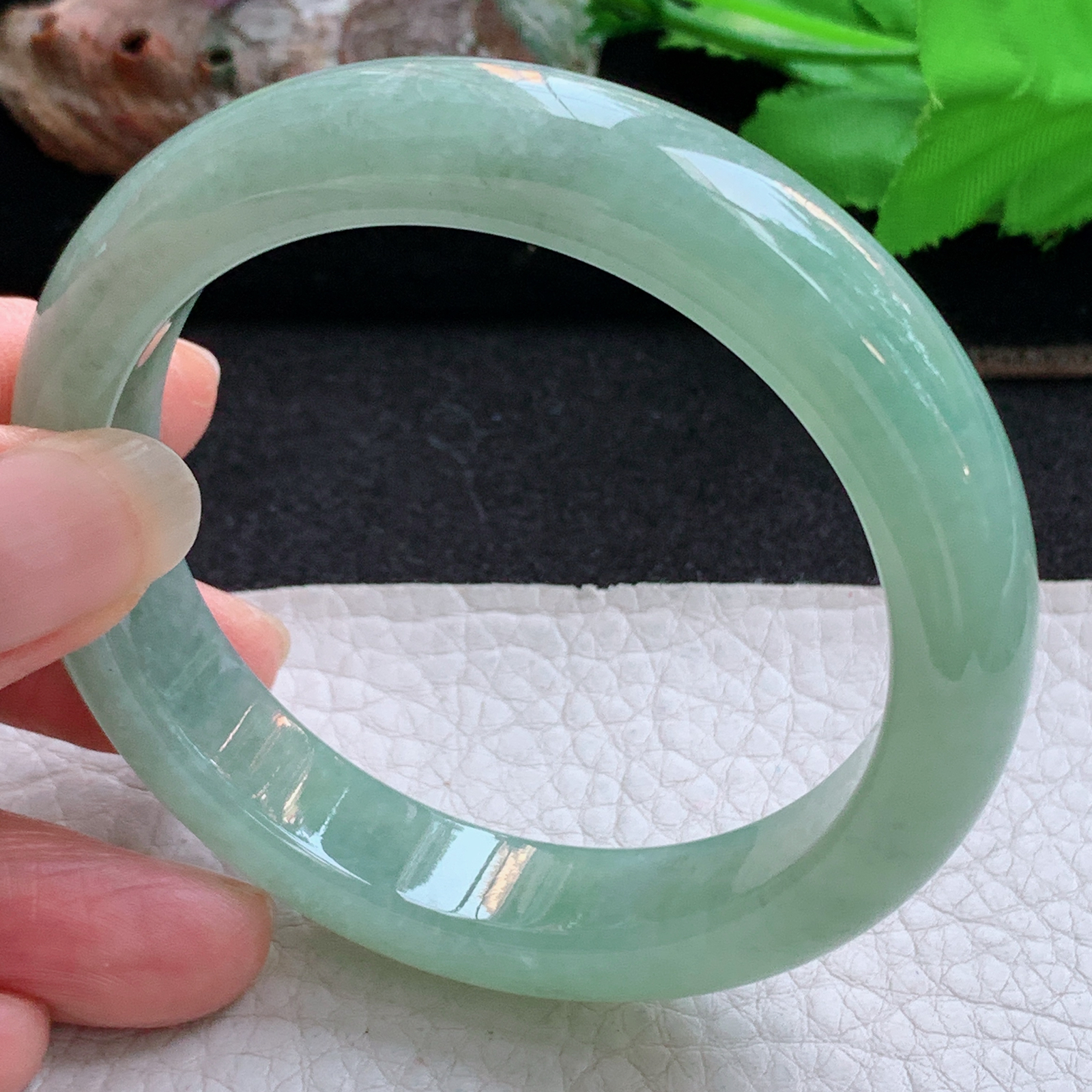 ym实拍55.5*12*8.3平安镯 天然缅甸翡翠a货手镯冰晴正圈玉镯子