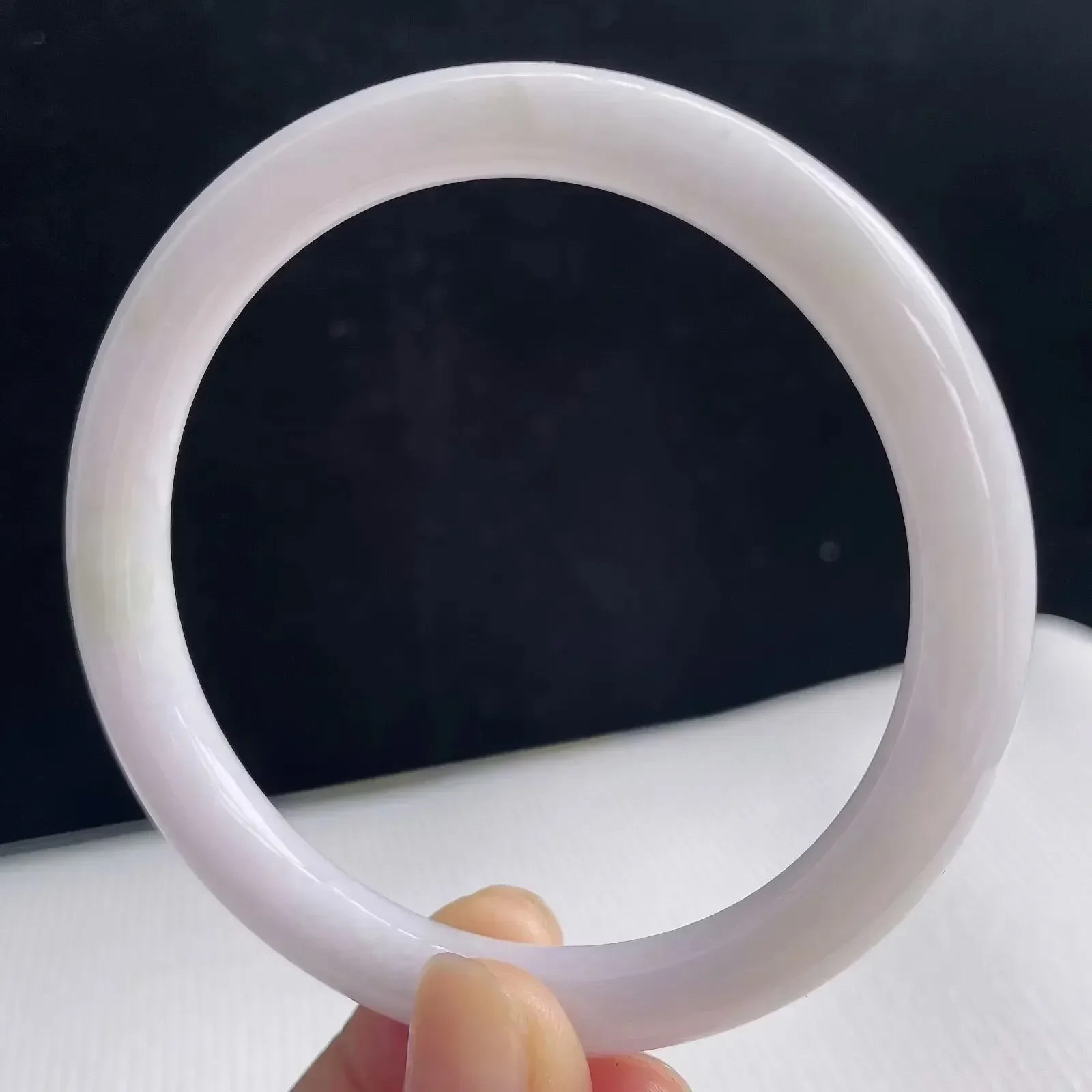 59圈有种有色天然翡翠玉手镯好种水浅紫水润手镯33.12