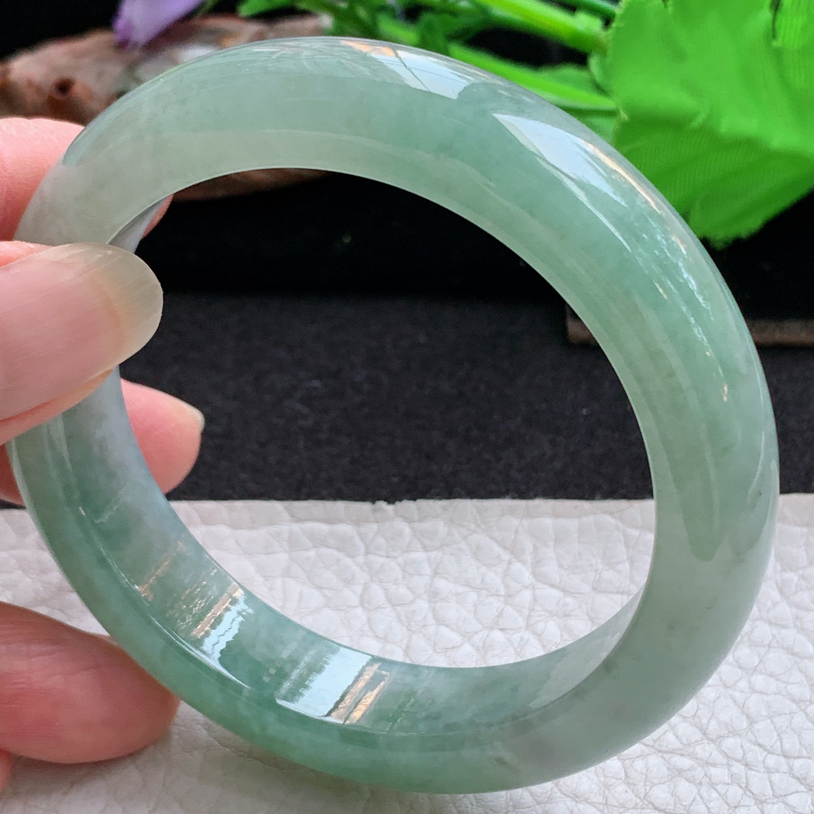 fx实拍56*13.3*9.5平安镯 天然缅甸翡翠手镯晴美细润正圈玉镯子