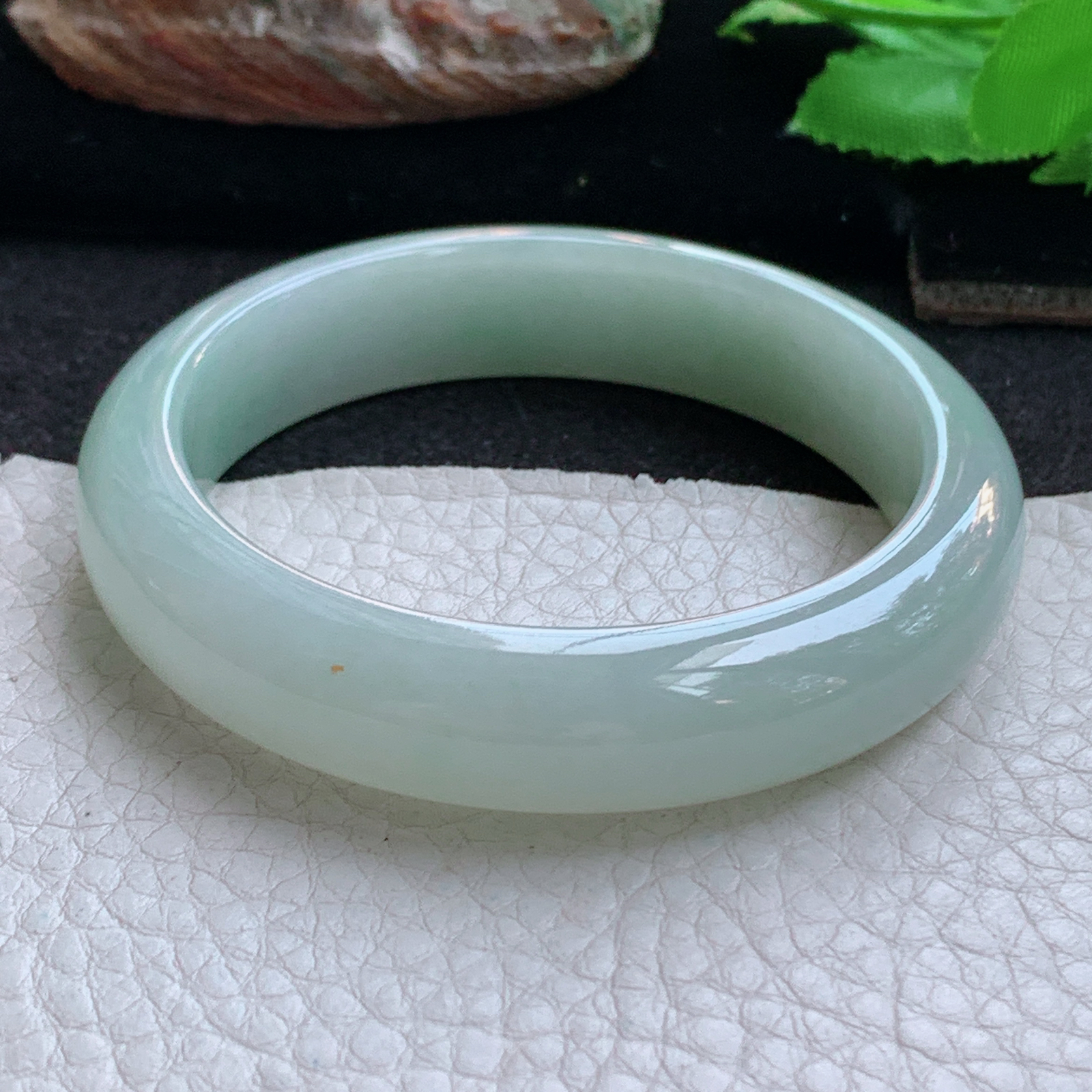 ym小圈口52.5*12.5*7.8平安镯 天然缅甸翡翠a货手镯浅绿正圈玉镯子